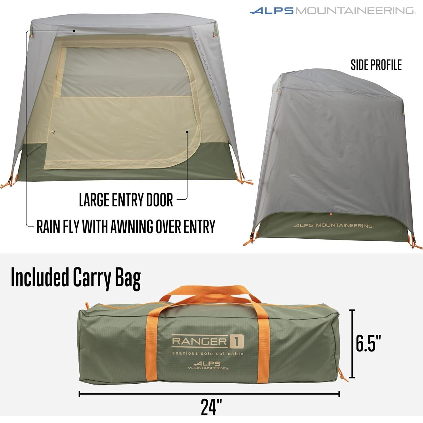 Tienda de Camping ALPS Mountaineering Ranger Cot Cabin 1 Persona 1.83m