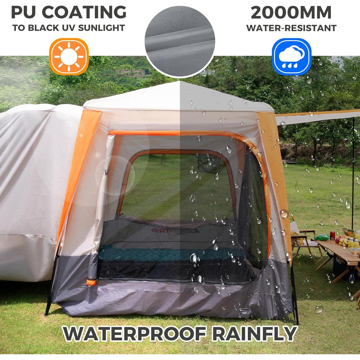 HEYTRIP SUV Tent for Camping with Poles Double Door Design SUV Camping Tent Waterproof Rainfly Car Camping Tent for Couples or Family