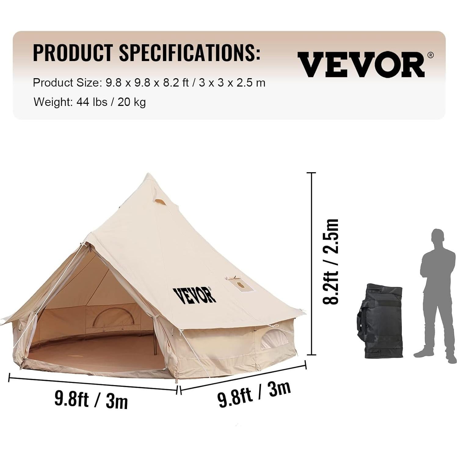 Tienda Yurt Happybuy 3m Algodón Impermeable 4 Estaciones