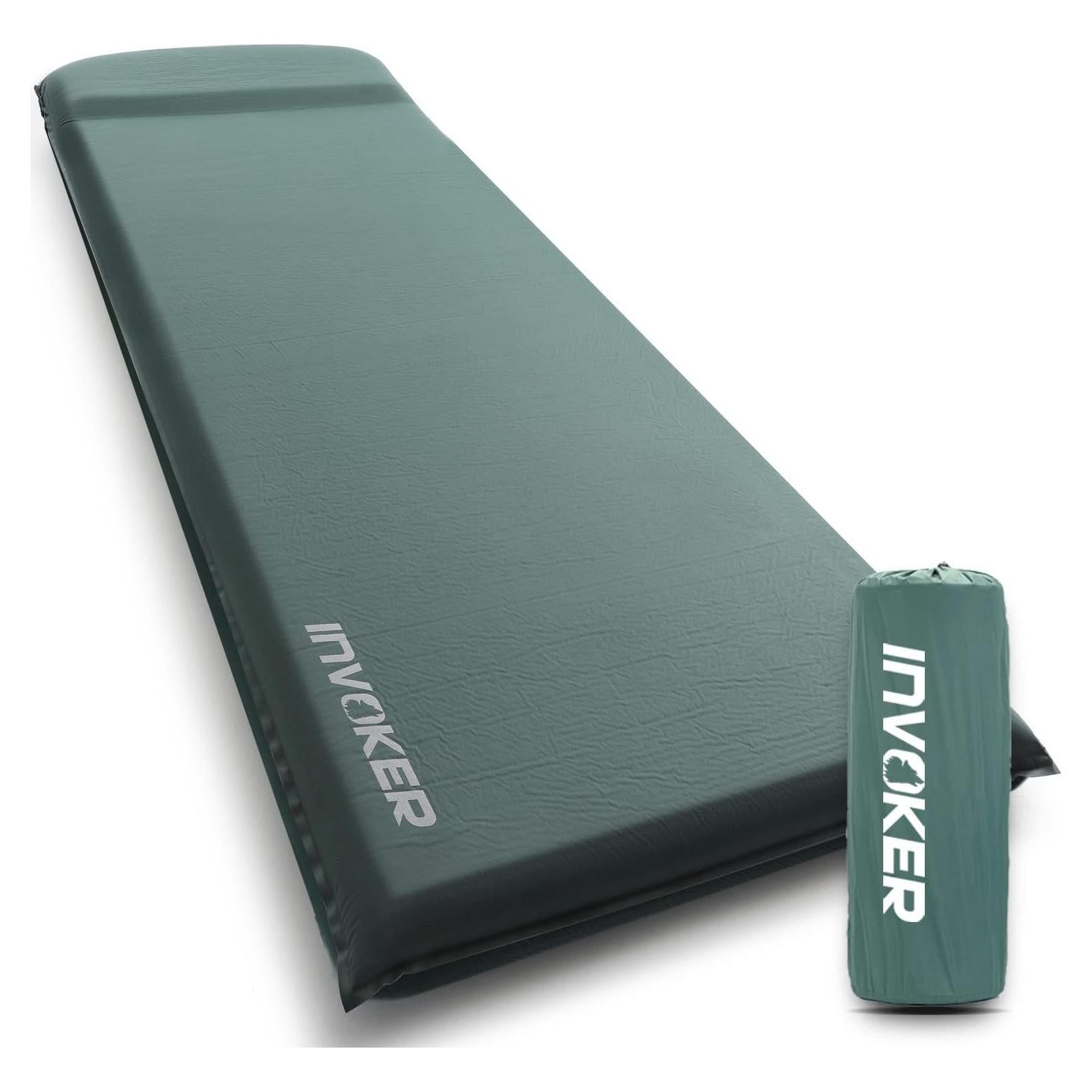 3.15" Self Inflating Camping Sleeping Pad, Ultra-Thick Elasticity Foam Fast Inflating 4-Season Insulated Durable Camping Mat Air Mattress with Pillow, for Tent, Car, Camping, Traveling, Green