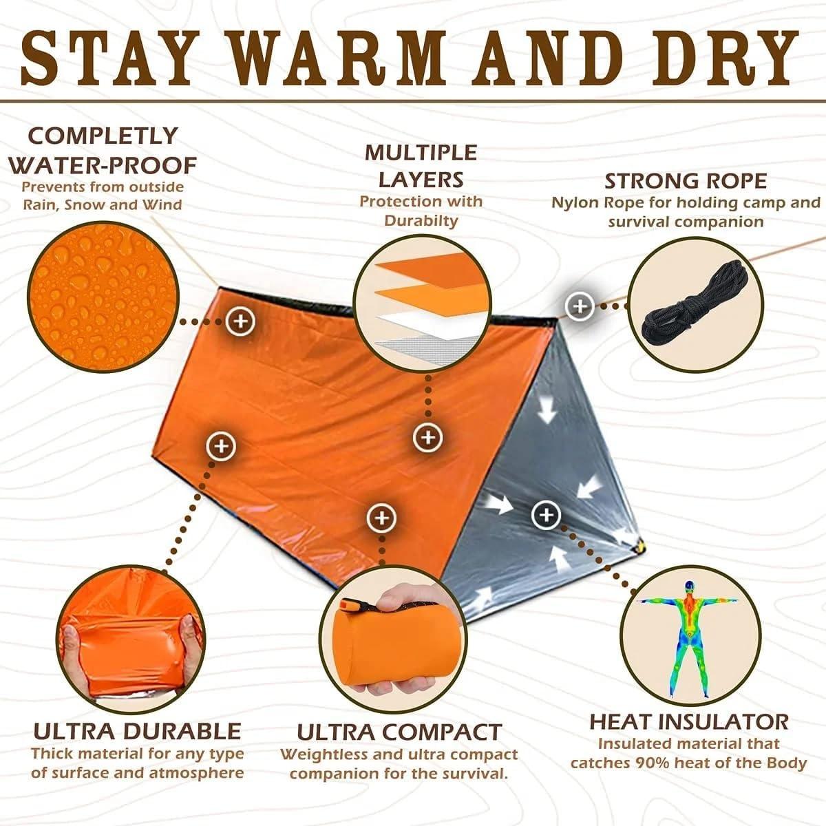 Tienda de Supervivencia Genérica Naranja para 2 Personas
