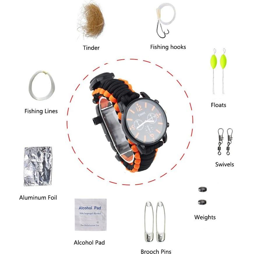 Pulsera de Supervivencia MansWill con Reloj y Herramientas