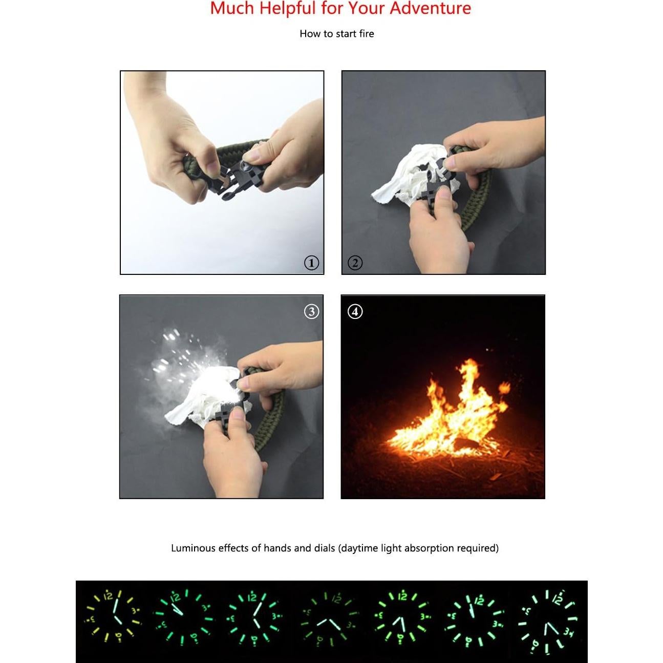 Pulsera de Supervivencia MansWill con Reloj y Herramientas