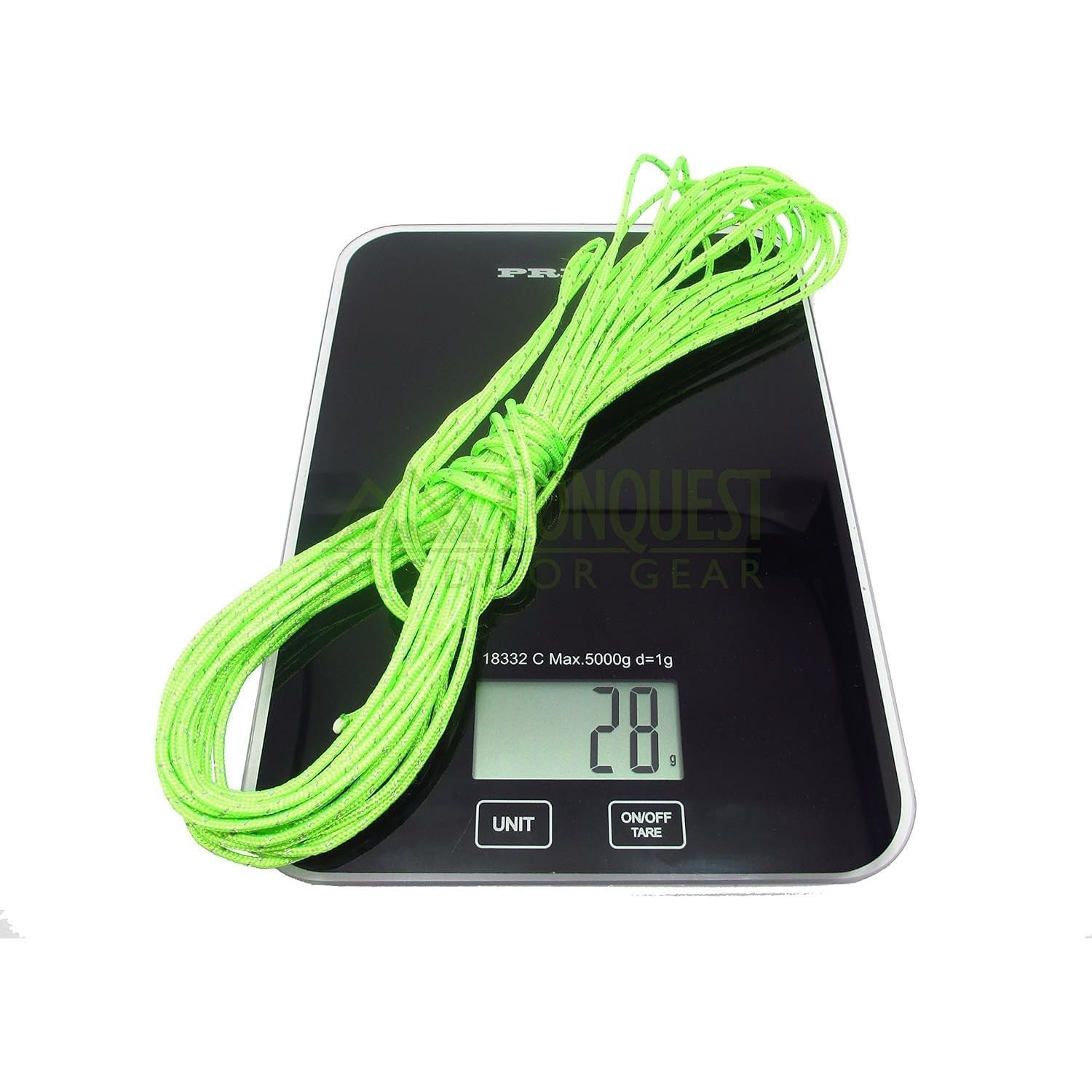 Ultra Light Dyneema Reflective Green Rope 1/16 Inch Diameter | 440lbs Breaking Strain | Tent Guy Guide Rope | Suitable for Sailing, Dinghy, Yachting, Cruising, Racing - 15 Feet