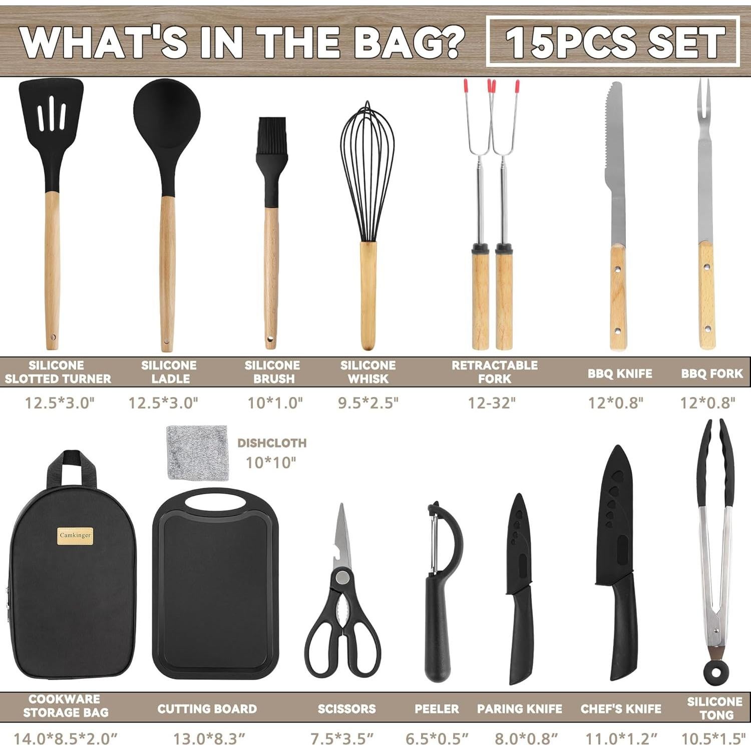 Juego de Utensilios de Cocina para Camping Camkinger 12 Piezas