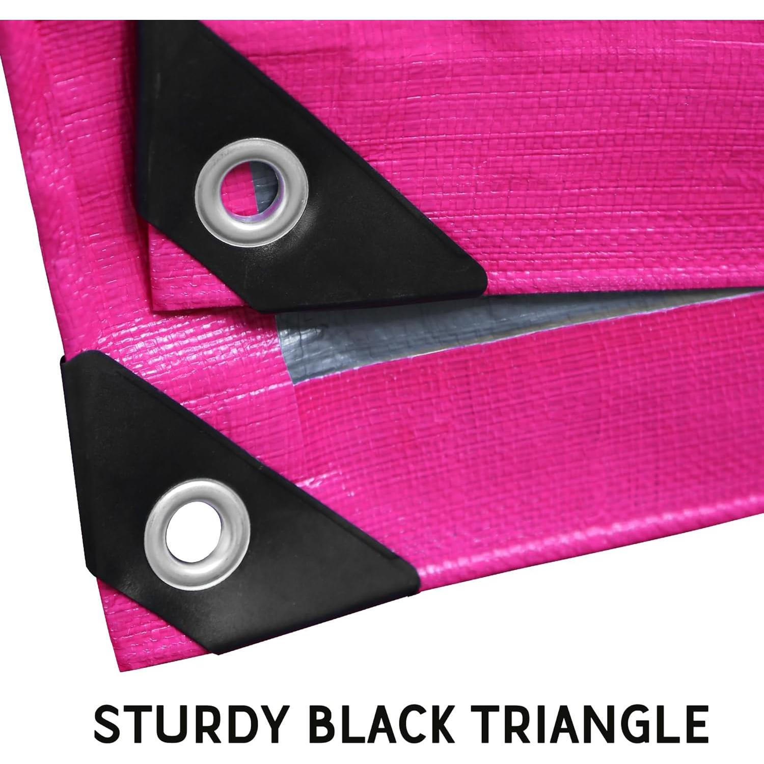 STARPYNG-12 Mil Pink/Silver 15x15 Feet Tarp-Heavy Duty Poly Tarp-Cover,Waterproof, UV Resistant, Weather Resistant, Cover Cars, Boats, Courtyards,Camping