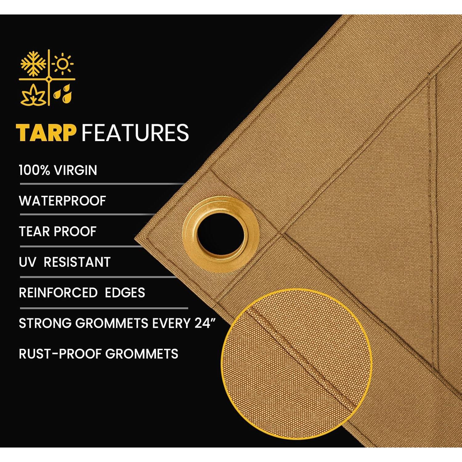 Lona Resistente PROTARP 7x9 pies a Prueba de Agua UV Marrón