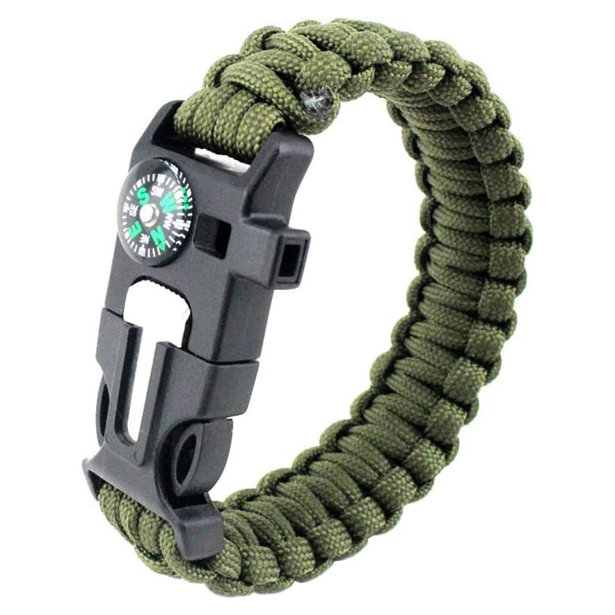 Pulsera de Supervivencia MansWill 5 en 1 Paracord Verde Militar