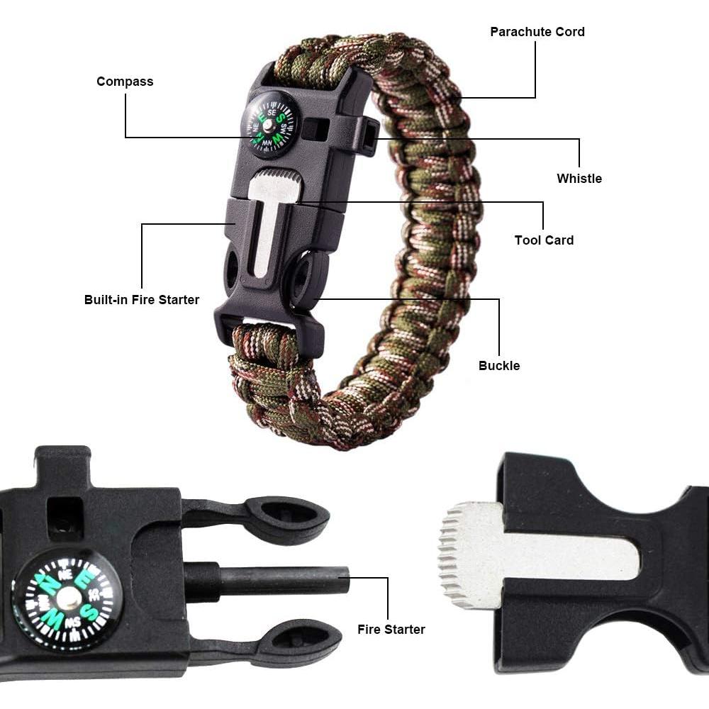 Pulsera de Supervivencia MansWill 5 en 1 Paracord Verde Militar