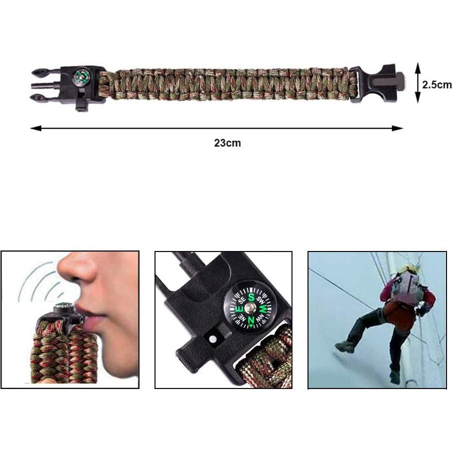 Pulsera de Supervivencia MansWill 5 en 1 Paracord Verde Militar