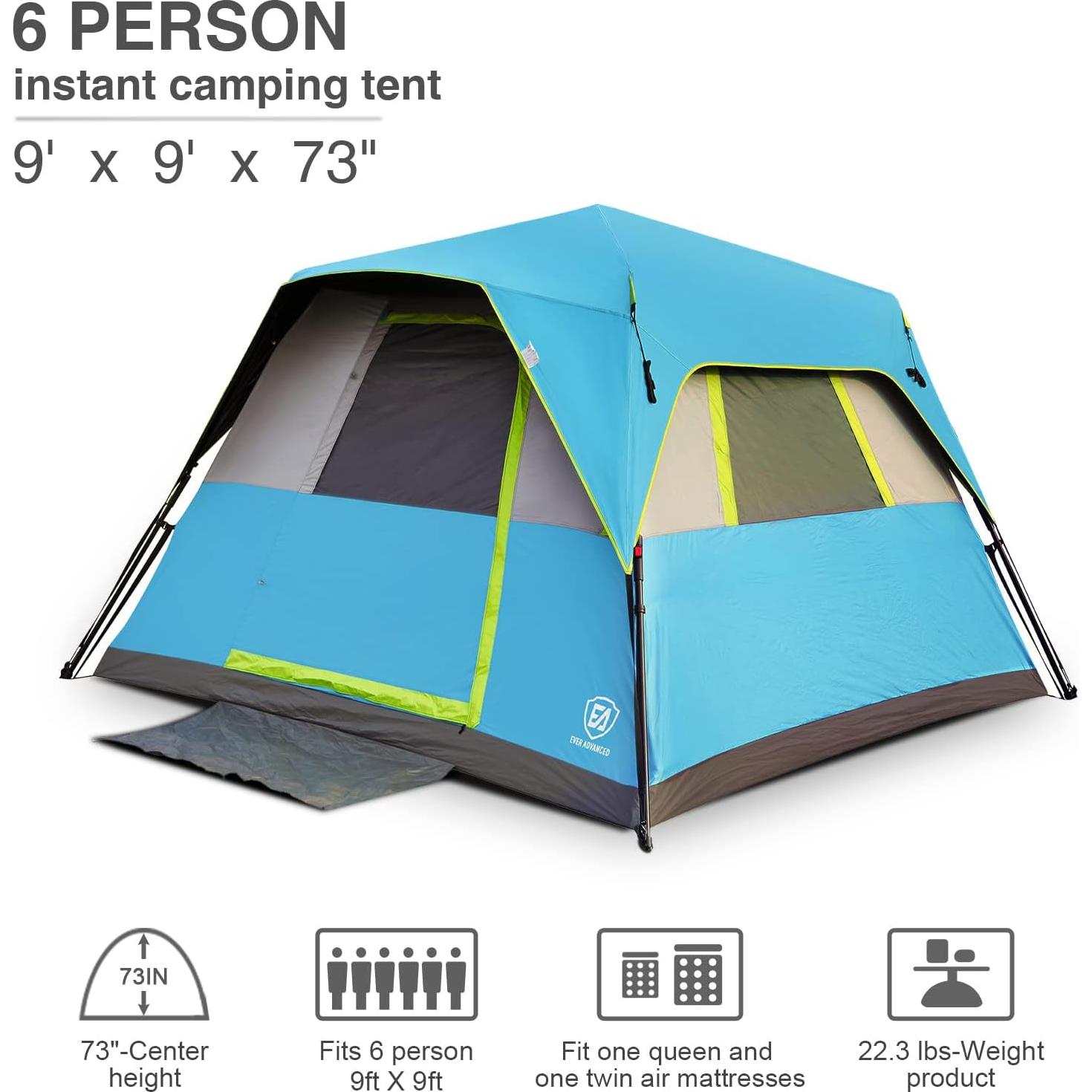 Tienda de Camping para 6 Personas EVER ADVANCED Blackout