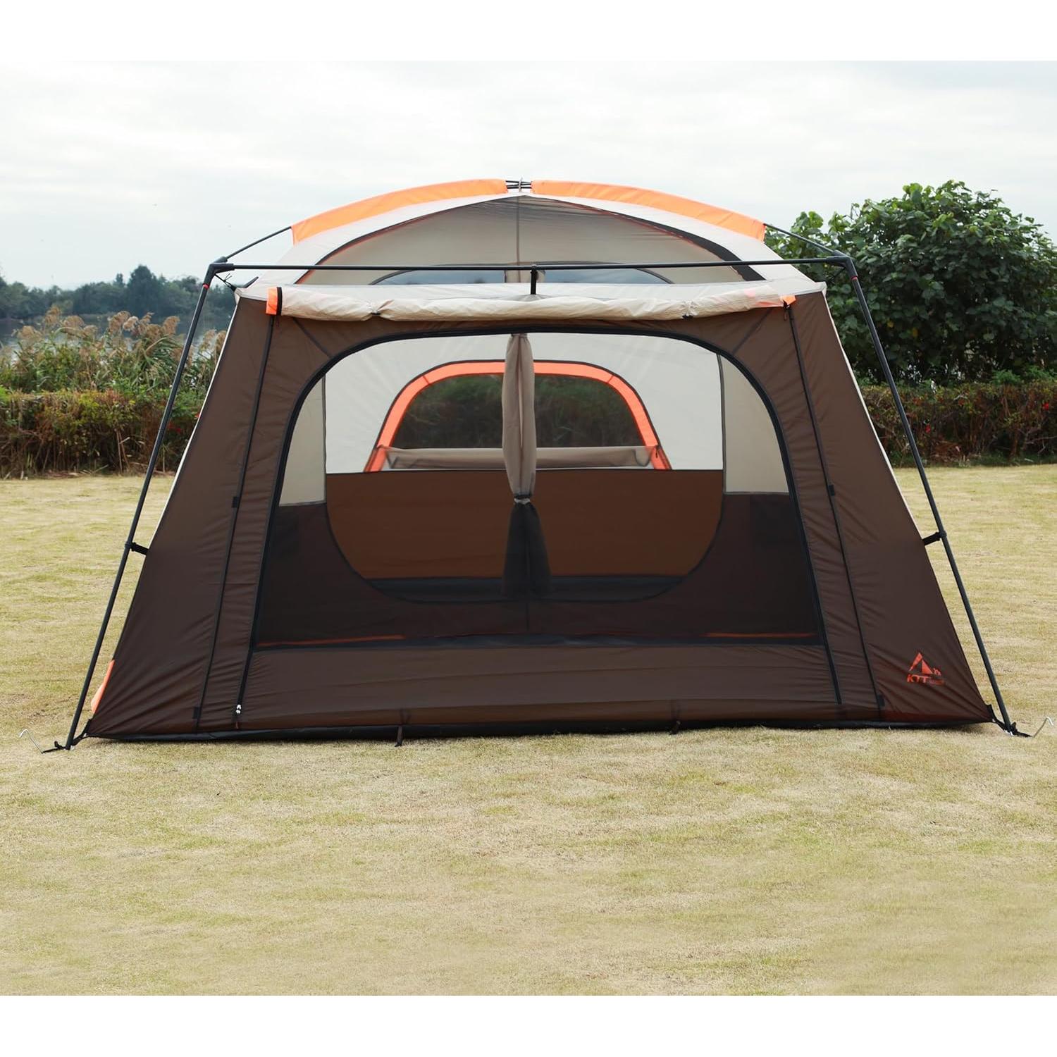 Carpa KTT Extra Grande para 12 Personas, Impermeable, 2 Habitaciones