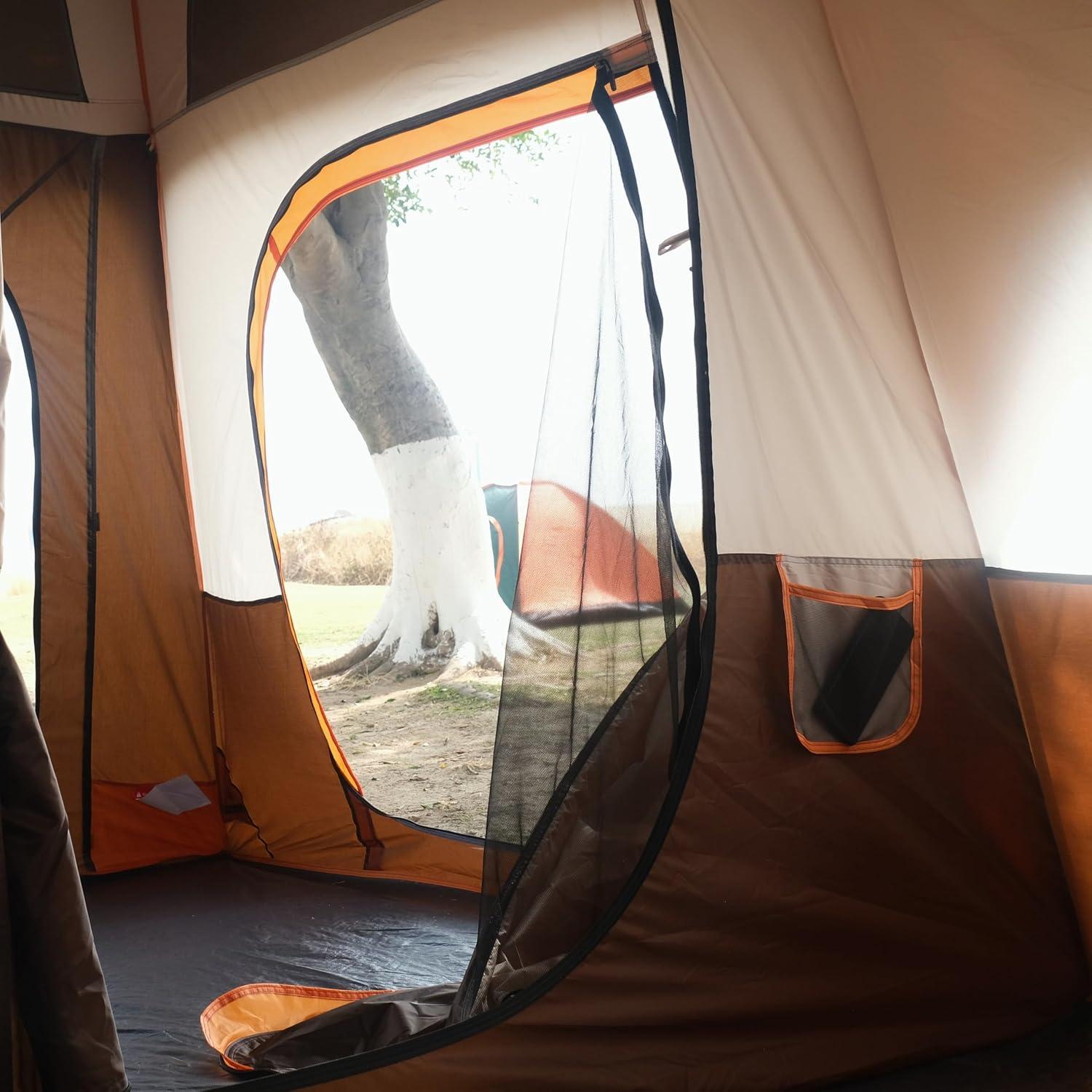 Carpa KTT Extra Grande para 12 Personas, Impermeable, 2 Habitaciones