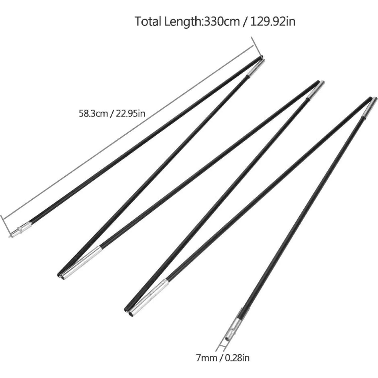 Postes de Tienda de Camping Cyrank 2 PCS Fibra de Vidrio 335 cm