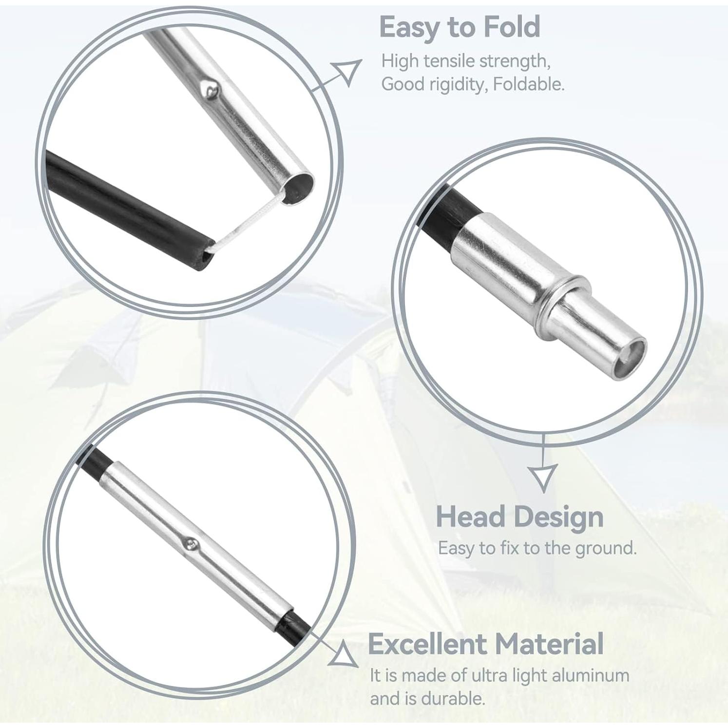 Postes de Tienda de Camping Cyrank 2 PCS Fibra de Vidrio 335 cm