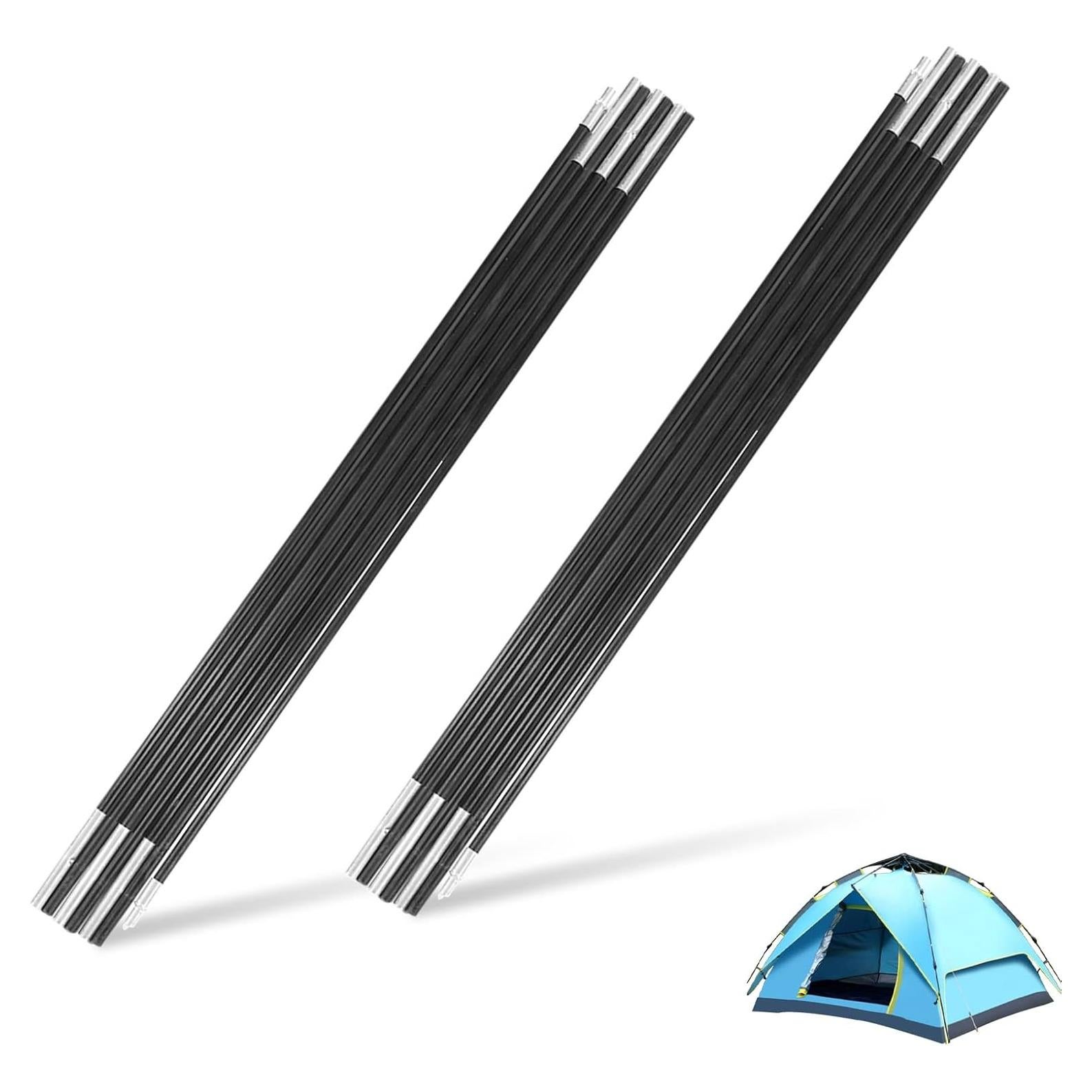 Tent Replacement Pole, 3.96m Camping Tent Poles Replacement for 3-4 People Fiberglass Bars Outdoor Support Rods Awning Frames Kit for Hiking Outdoor Activity