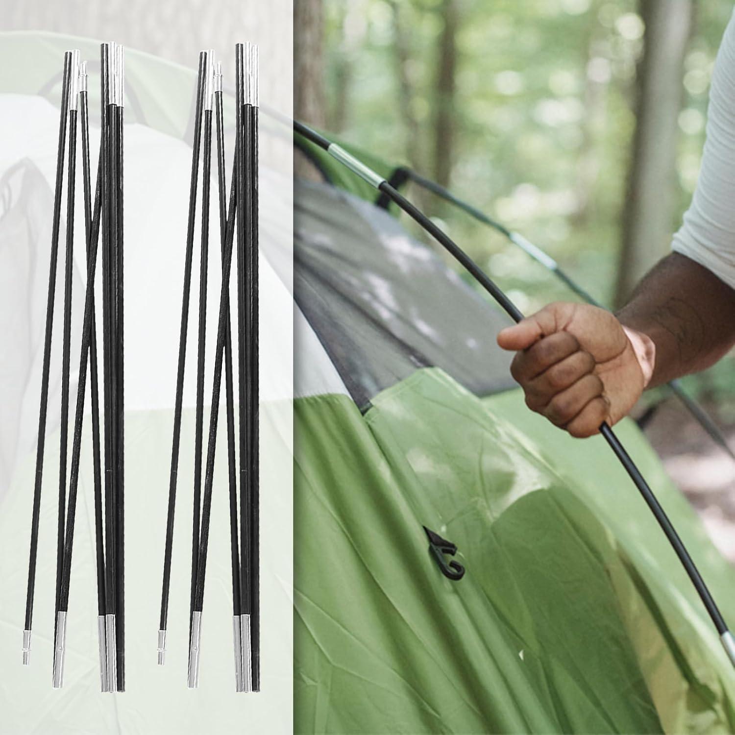 Tent Replacement Pole, 3.96m Camping Tent Poles Replacement for 3-4 People Fiberglass Bars Outdoor Support Rods Awning Frames Kit for Hiking Outdoor Activity
