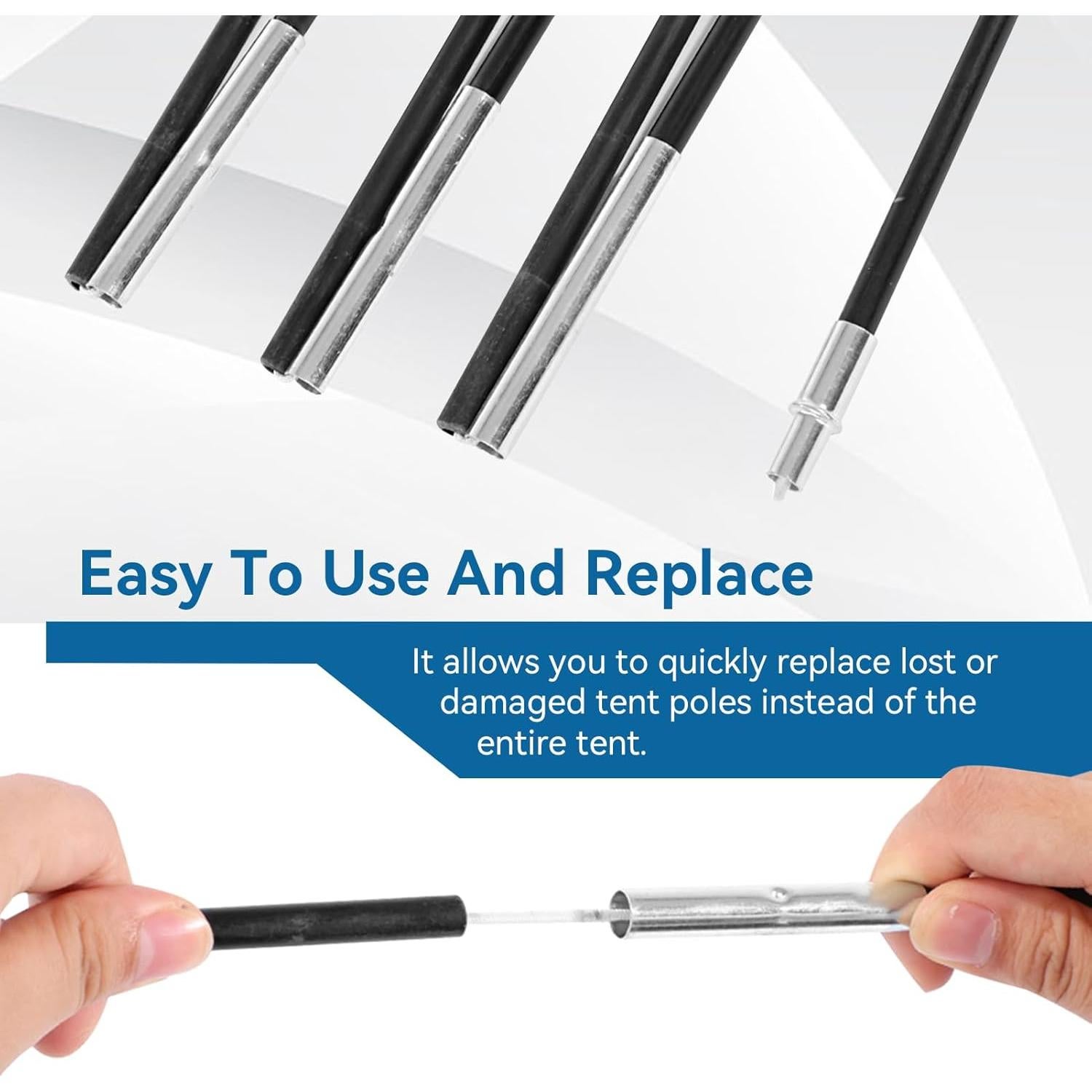 Tent Replacement Pole, 3.96m Camping Tent Poles Replacement for 3-4 People Fiberglass Bars Outdoor Support Rods Awning Frames Kit for Hiking Outdoor Activity