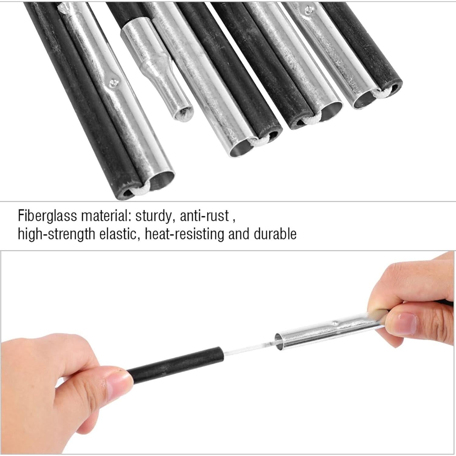 Trail Replacement Parts Trail Tent Replacement Poles Tent Poles Replacement Fiberglass Tent Pole 4.9M Camping Tent Pole Bars Kit for Spare Replacement, 9 Section Tent Support Rods Suitable