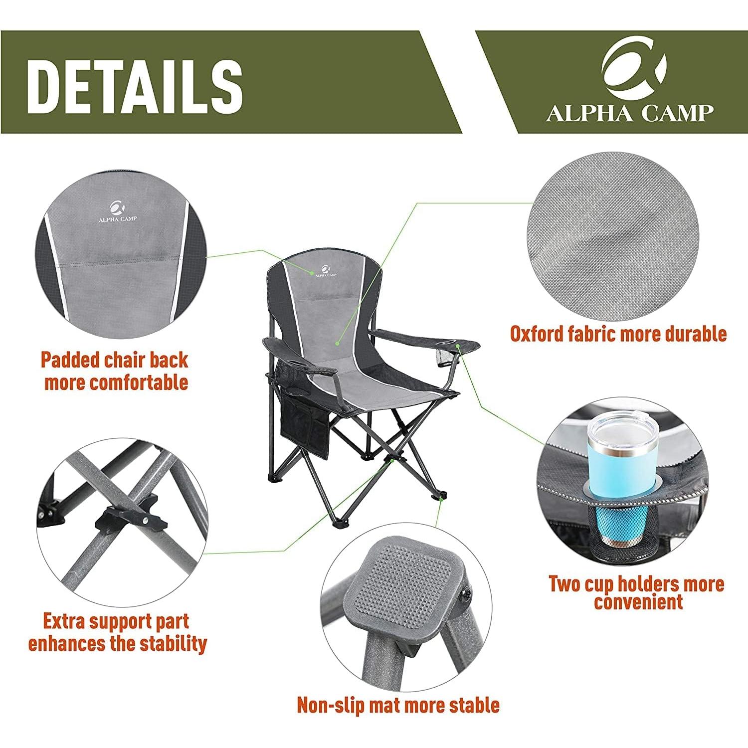 Silla de Camping Plegable Alpha Camp E01CC01010030 350 lbs