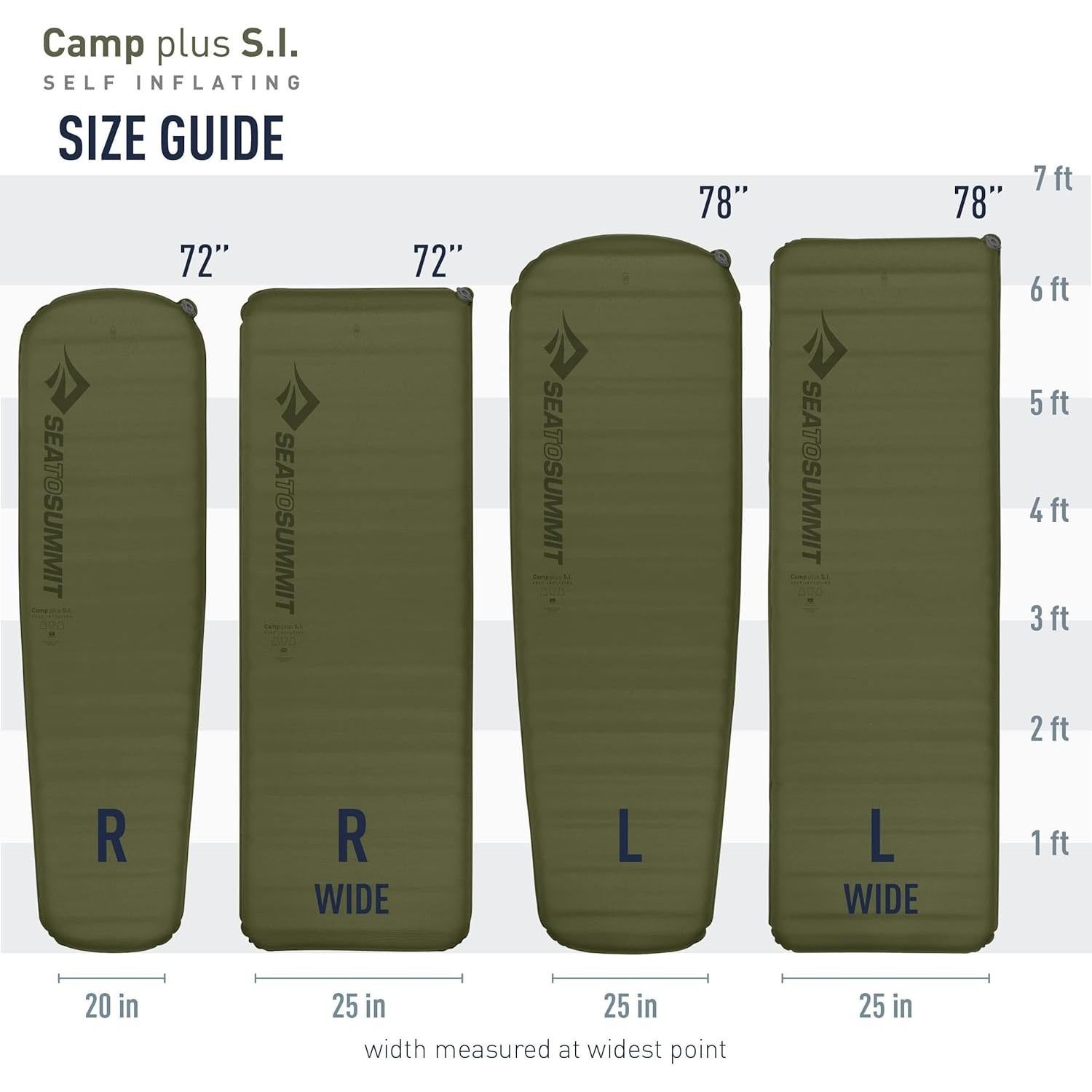 Camp Plus Self-Inflating Foam Sleeping Mat for Camping, Rectangular - Large (79 x 25 x 3 inches)