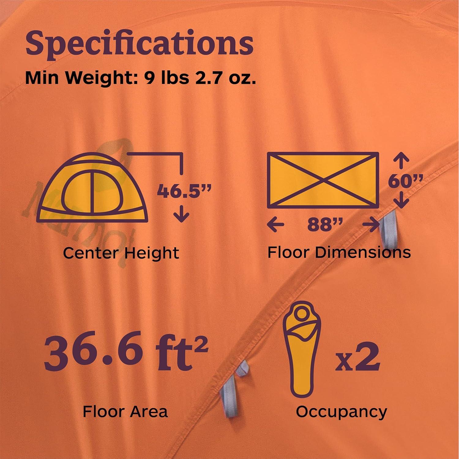 Tienda de Camping Marmot Thor 2P | Resistente al Agua, 2 Personas