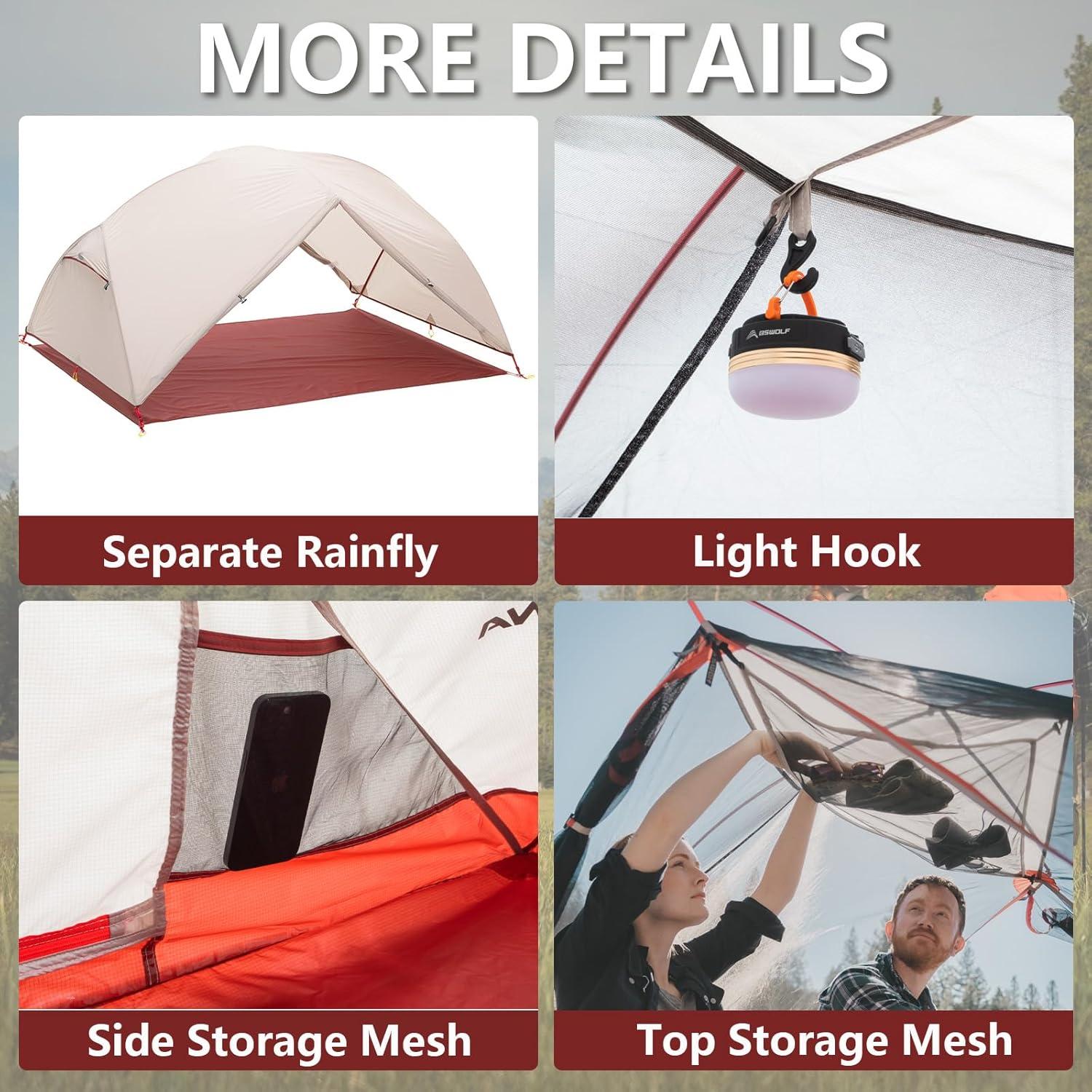 Tienda de Camping BISINNA 2 Personas 3 Temporadas Nylon Impermeable