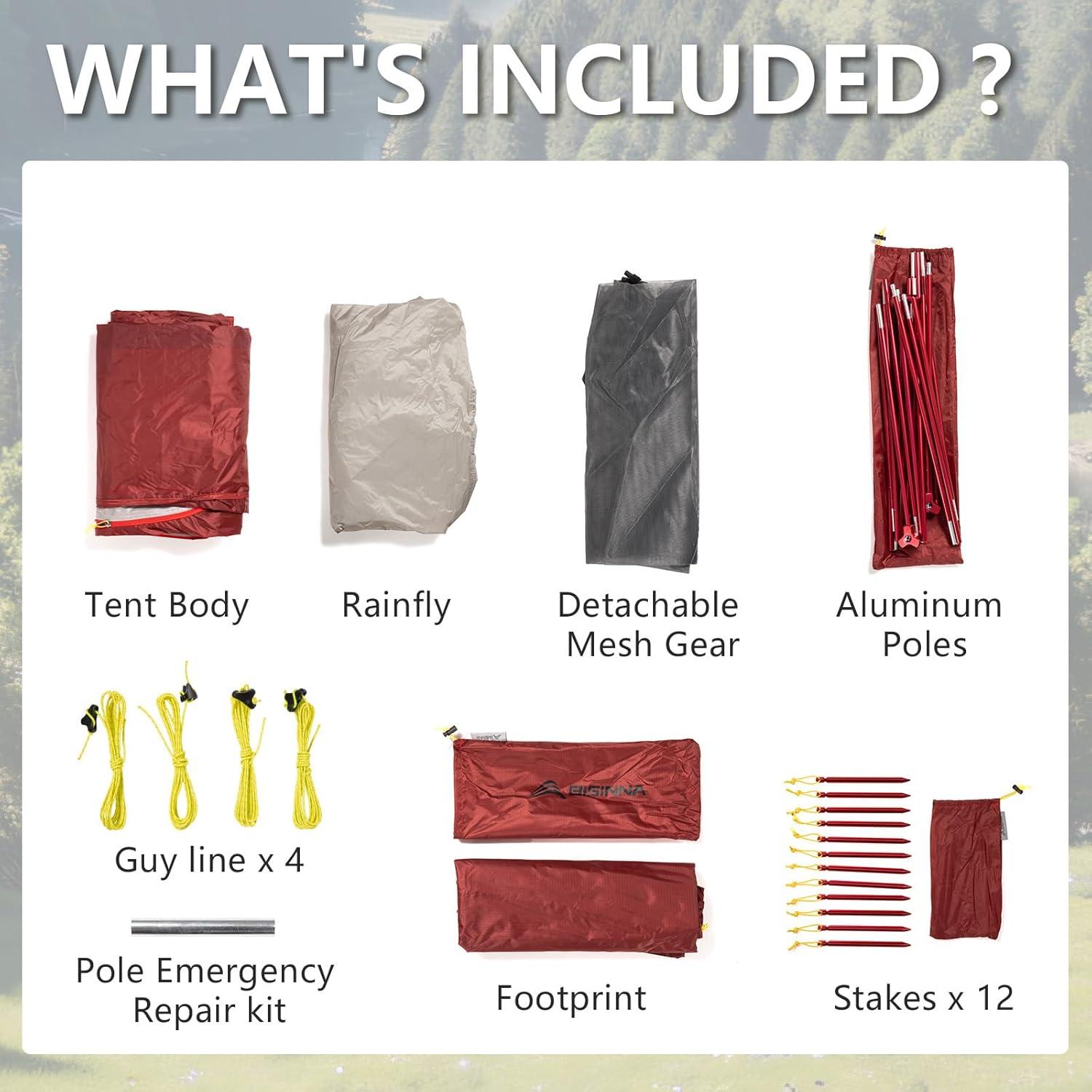 Tienda de Camping BISINNA 2 Personas 3 Temporadas Nylon Impermeable