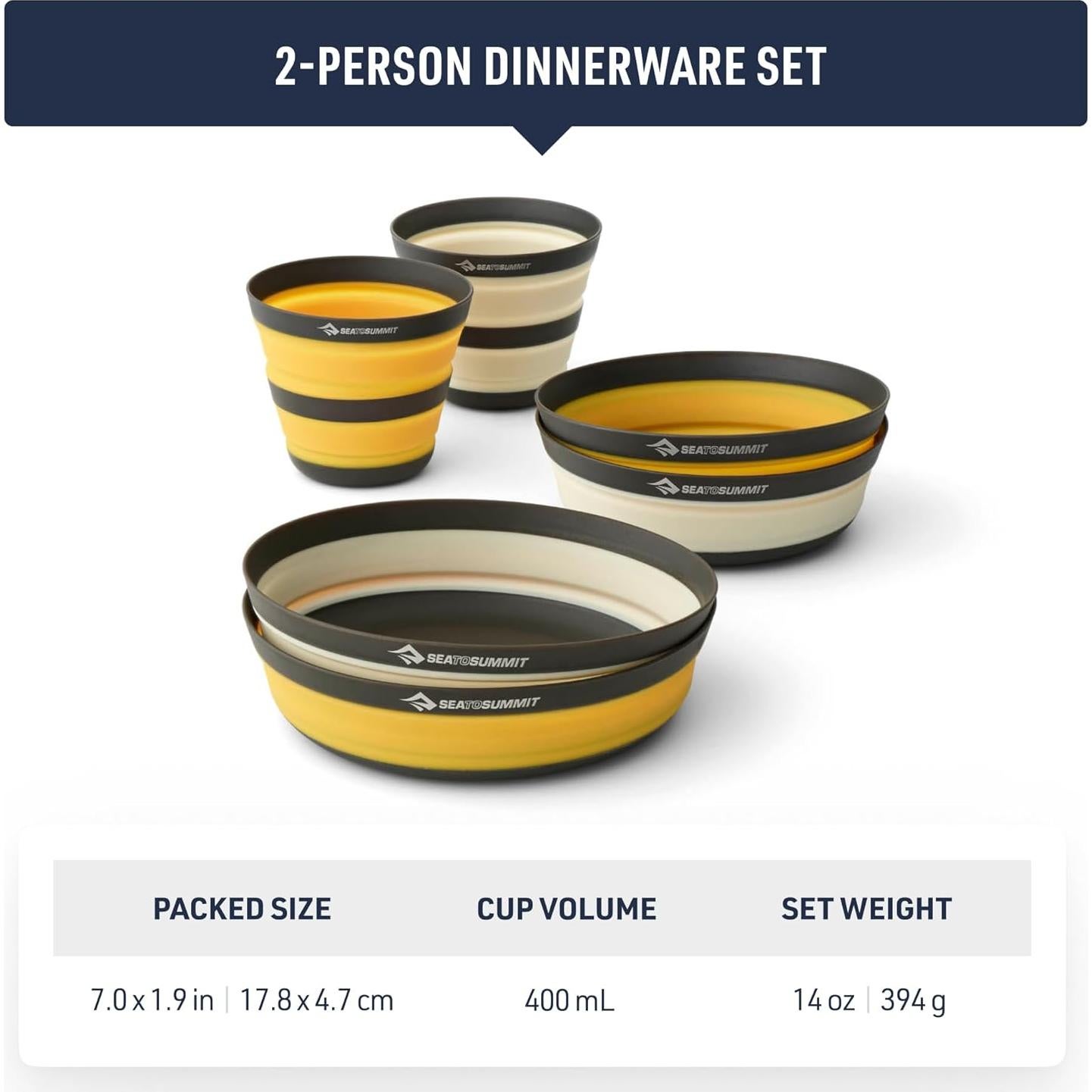 Juego de vajilla plegable ultraligera Sea to Summit 2 personas