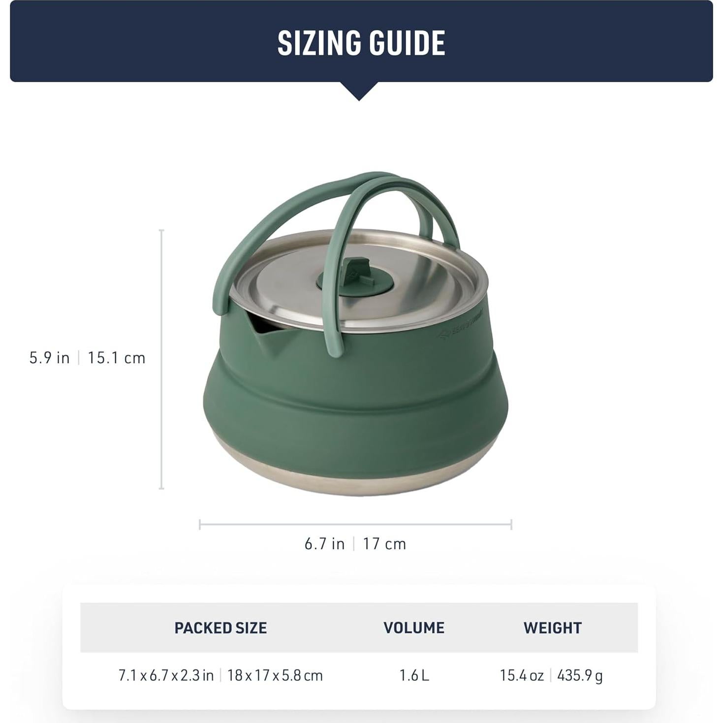Detour Stainless Steel 1.6 Liter Collapsible Camp Kettle