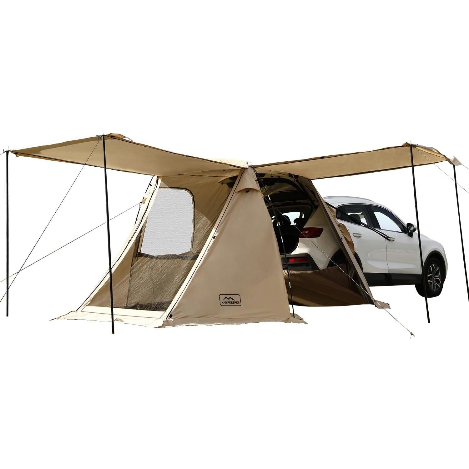 KAMPKEEPER SUV Car Tent, Tailgate Shade Awning Tent for Camping, Vehicle Camping Tents Outdoor Travel (Khaki)