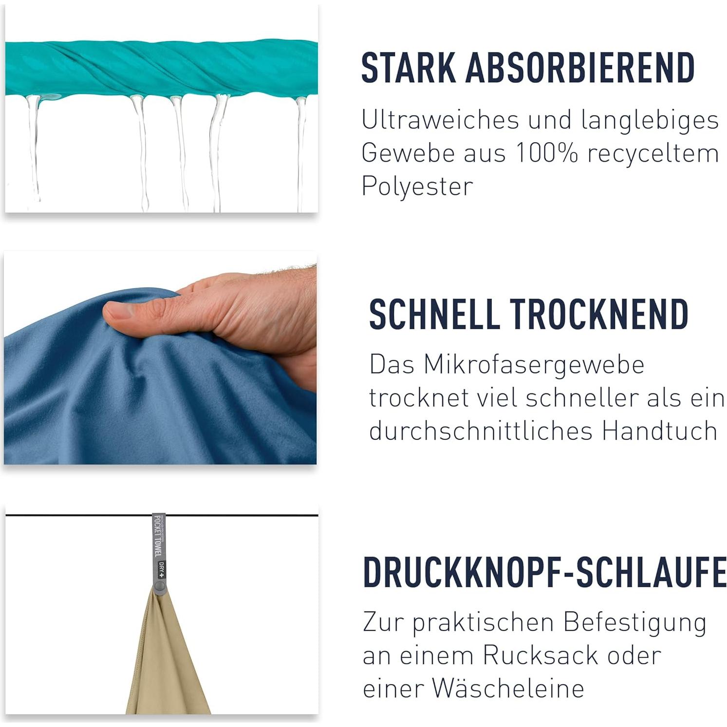 Toalla de bolsillo grande Sea to Summit microfibra azul