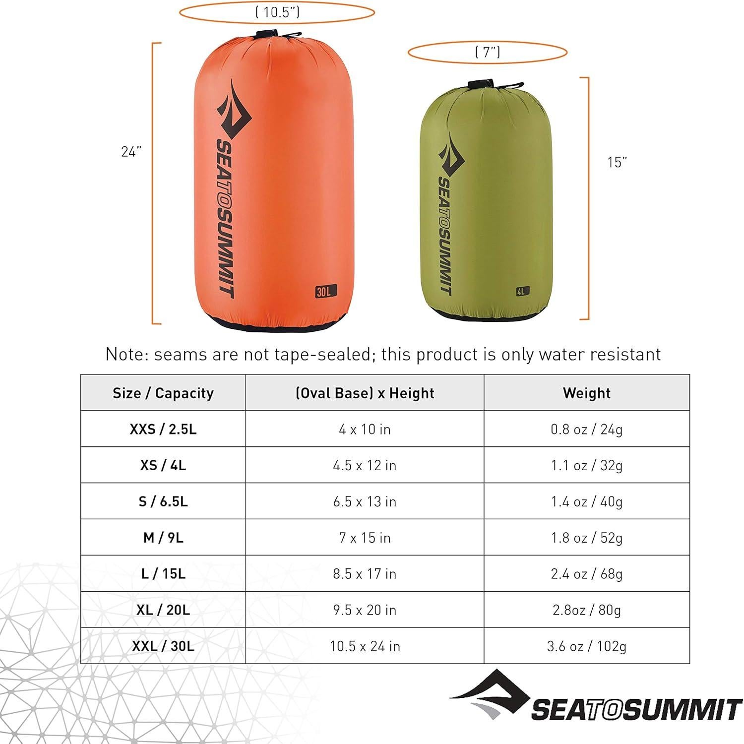 Saco de Nylon Sea to Summit 2.5L Naranja para Viajes
