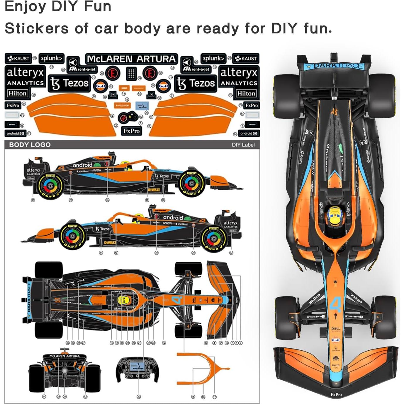 RASTAR RC Car 1/12 Scale 2.4Ghz Remote Control Car for McLaren F1 MCL36 R/C Toy Car Model Vehicle