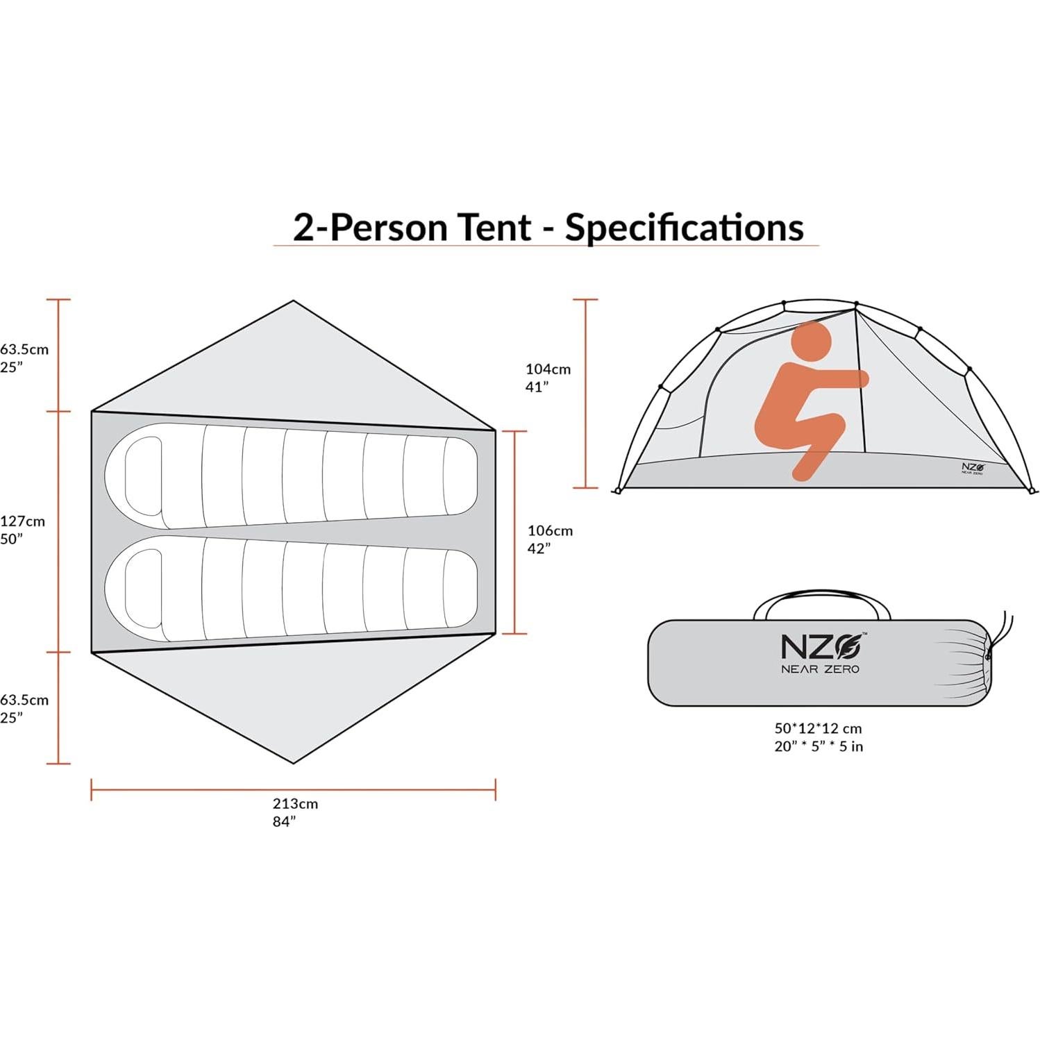 Tienda de Campaña Ultraligera CERCANO CERO 1-2 Personas 20D