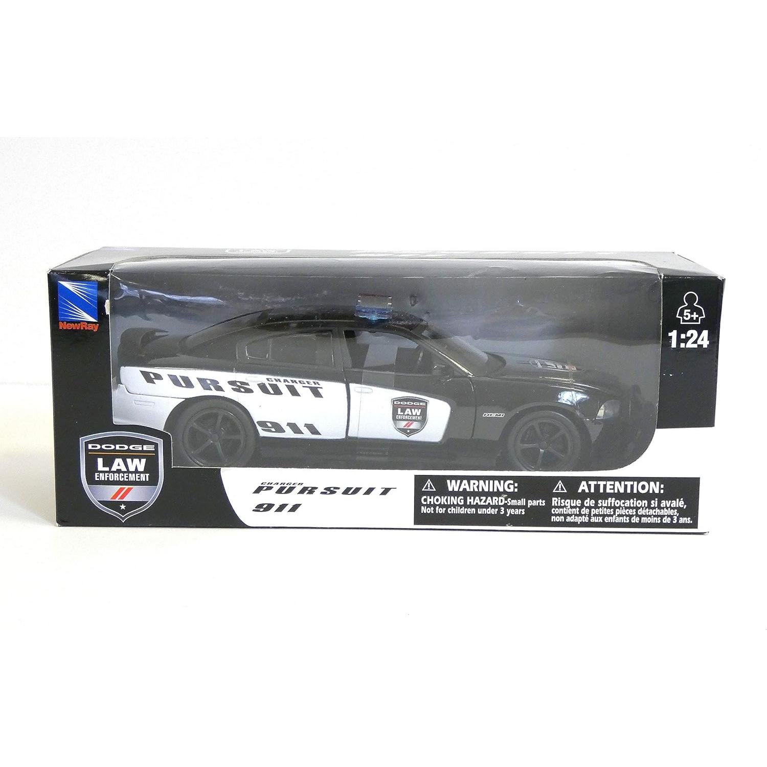 Dodge Charger Pursuit Policía Diecast 1:24 Newray Negro