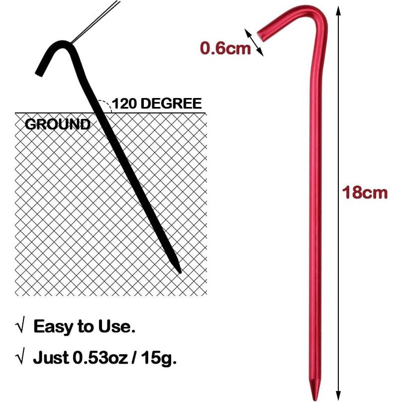 Estacas de Tienda Ultraligeras Hikemax 7075 - Paquete de 10