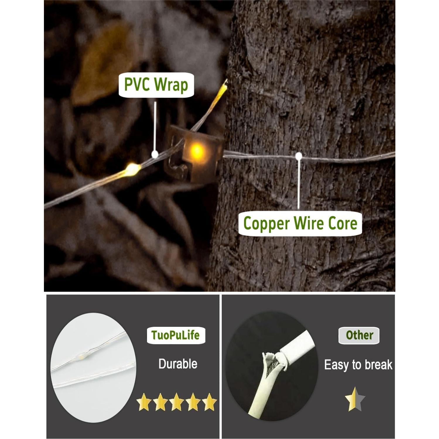 Luces de Cuerda Solares TuoPuLife 12m 150LEDs Impermeables