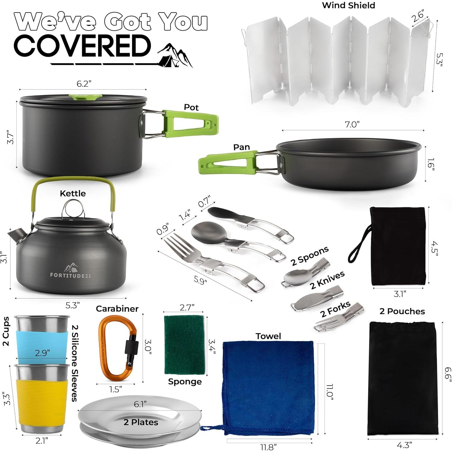 Juego de Utensilios de Cocina para Camping FORTITUDE21 19 Piezas