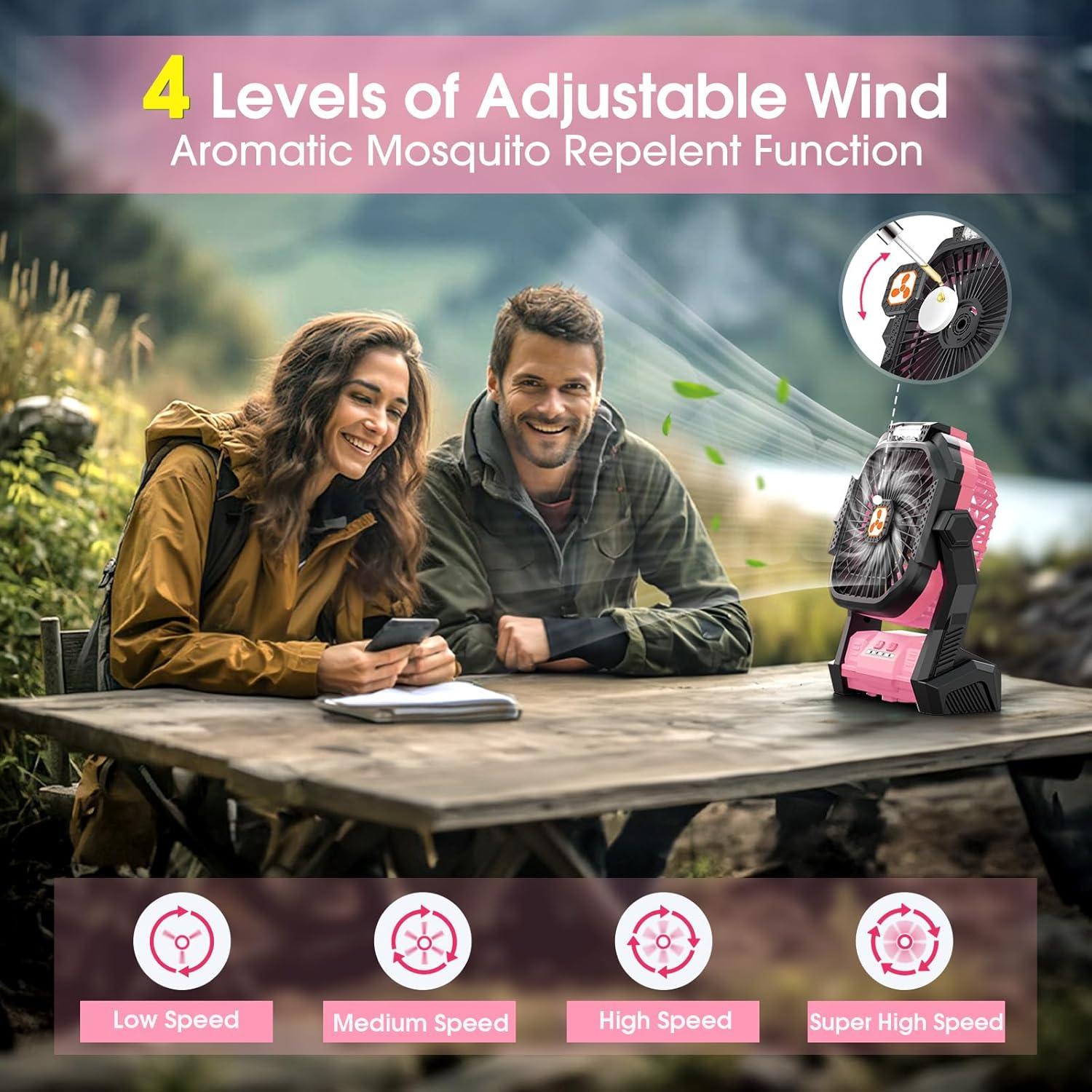 Ventilador Portátil Recargable Peouix PF1 con Luz LED 20000mAh