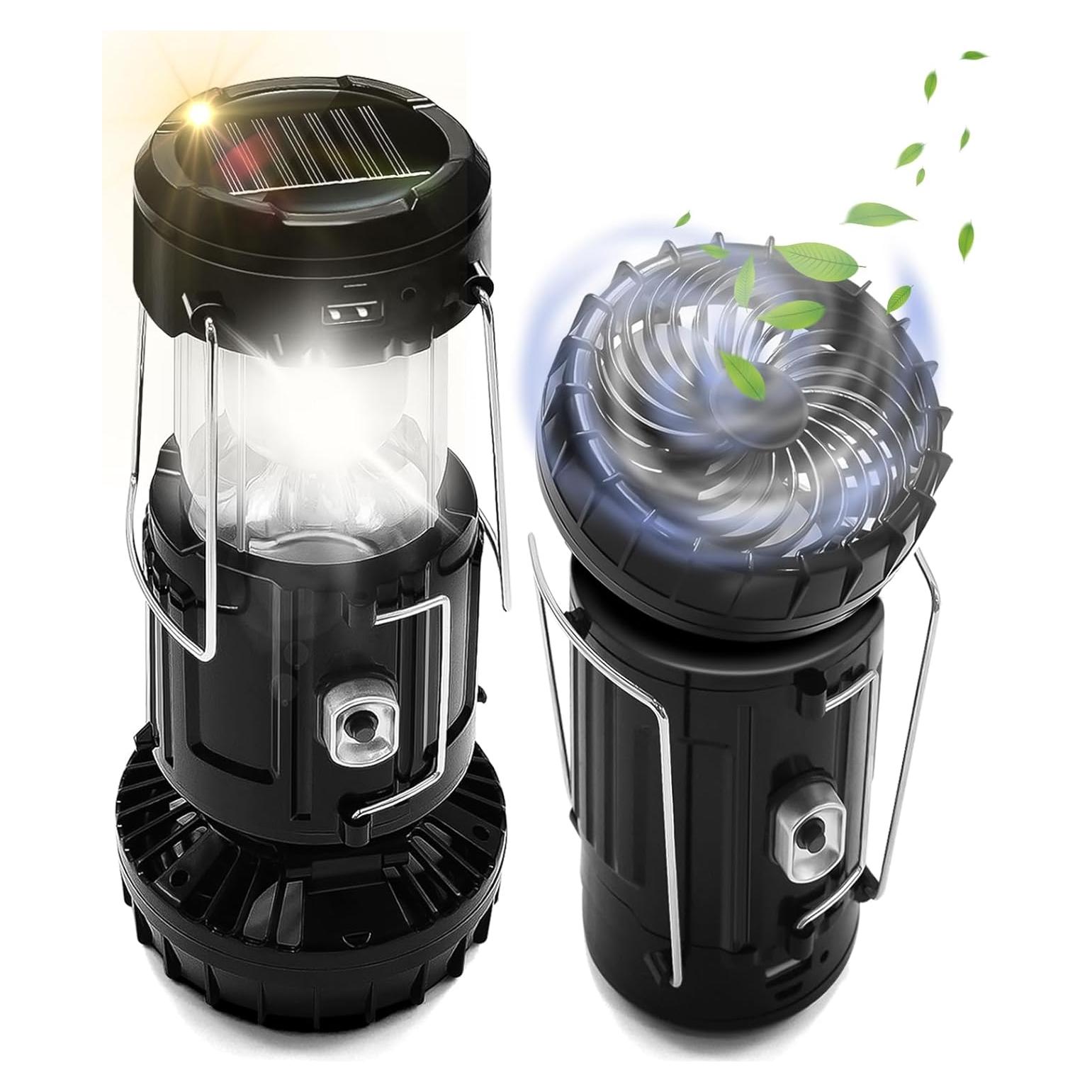 Ventilador Solar y Linterna Plegable DIBMS 1500mAh 2 en 1