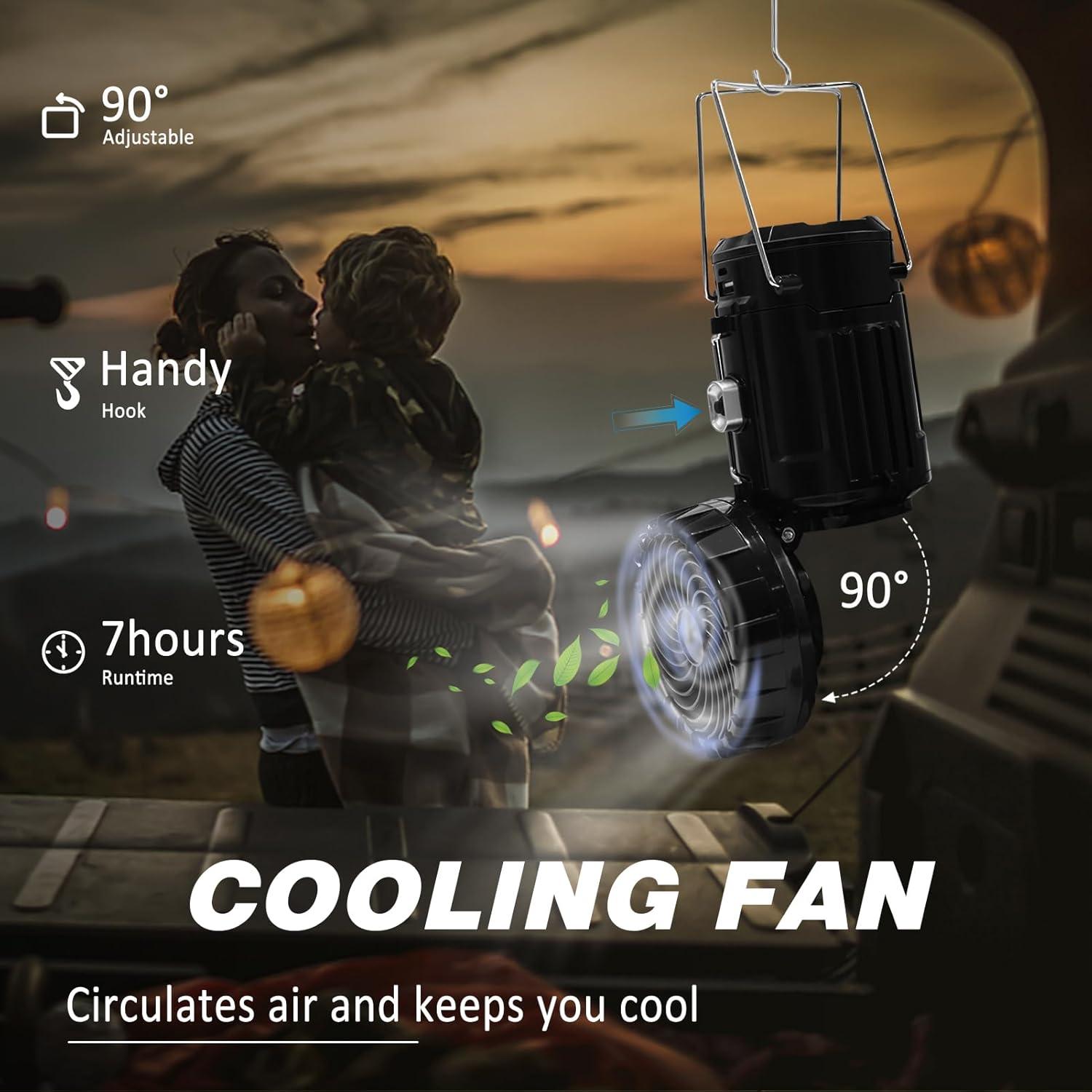 Ventilador Solar y Linterna Plegable DIBMS 1500mAh 2 en 1