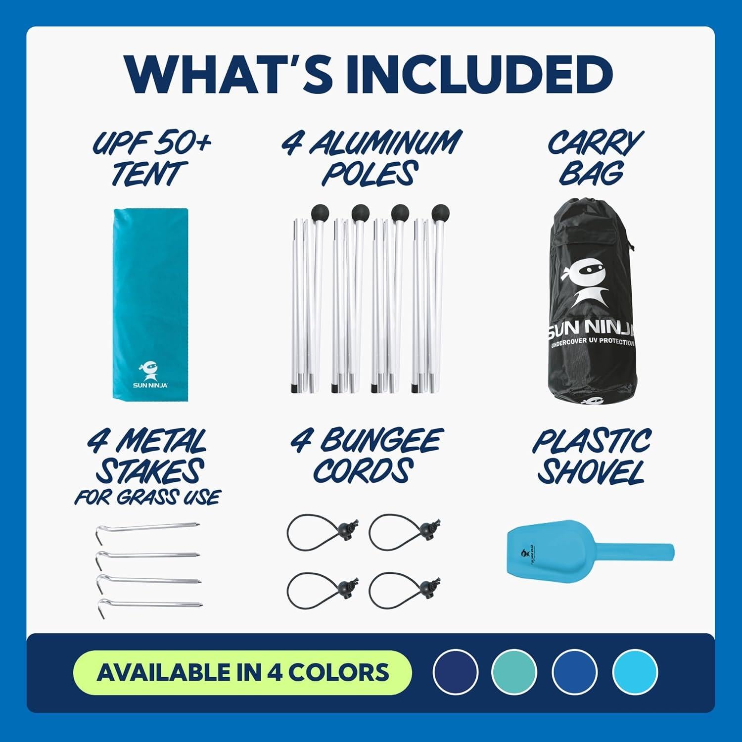 Tienda de Playa SUN NINJA UPF50+ 1.52x1.52m - Sombra Portátil