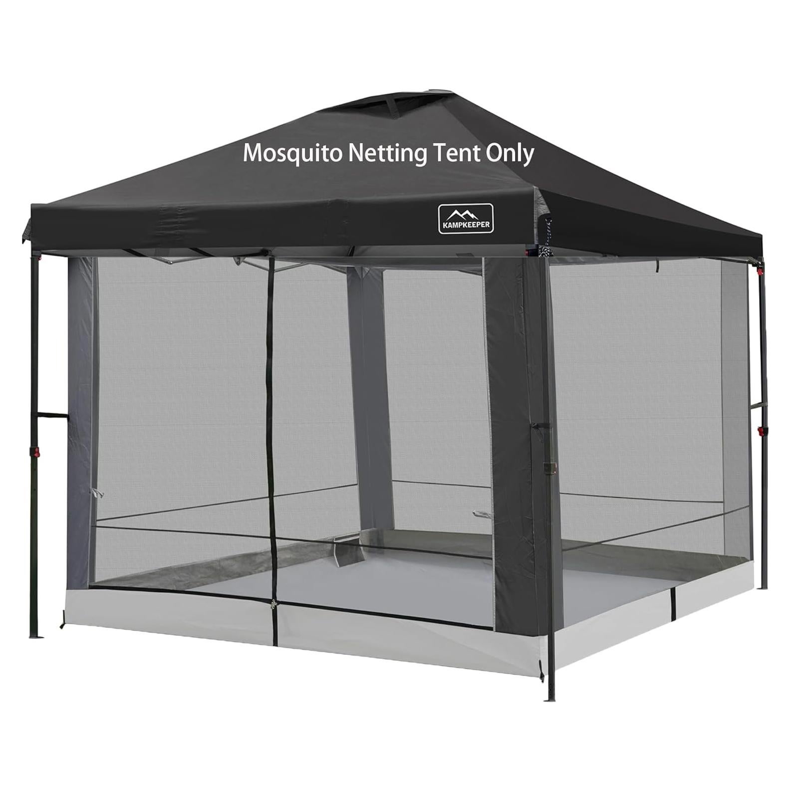Canopy Universal Mosquito Netting Tent, Converts 10'x10' Canopy Gazebo into Camping Inner Tent, Screen House Camping Cube with Full PE Floors for Patio, Outdoor, Garden and Backyard.(Black)