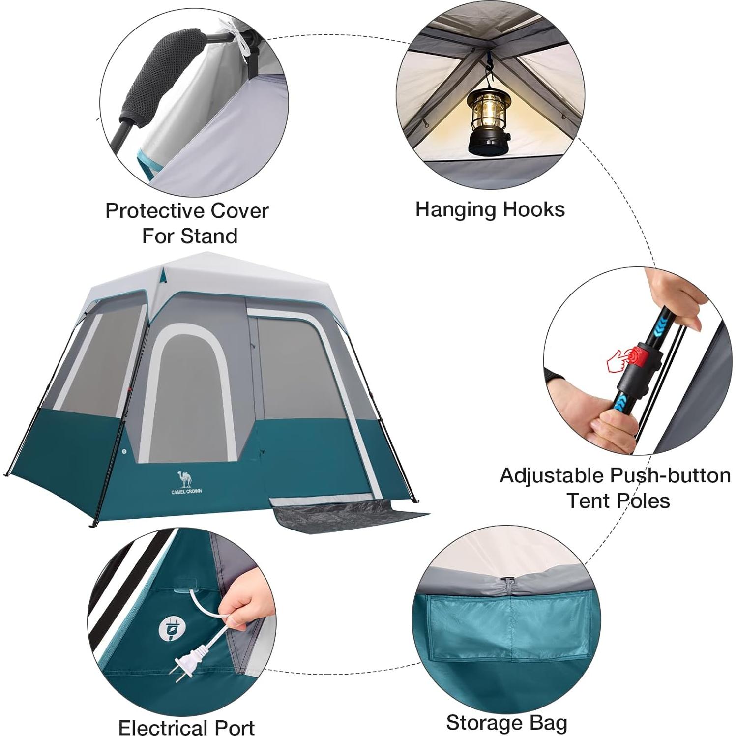 Tienda de Camping Instantánea CAMEL CROWN 4 Personas Rojo Púrpura