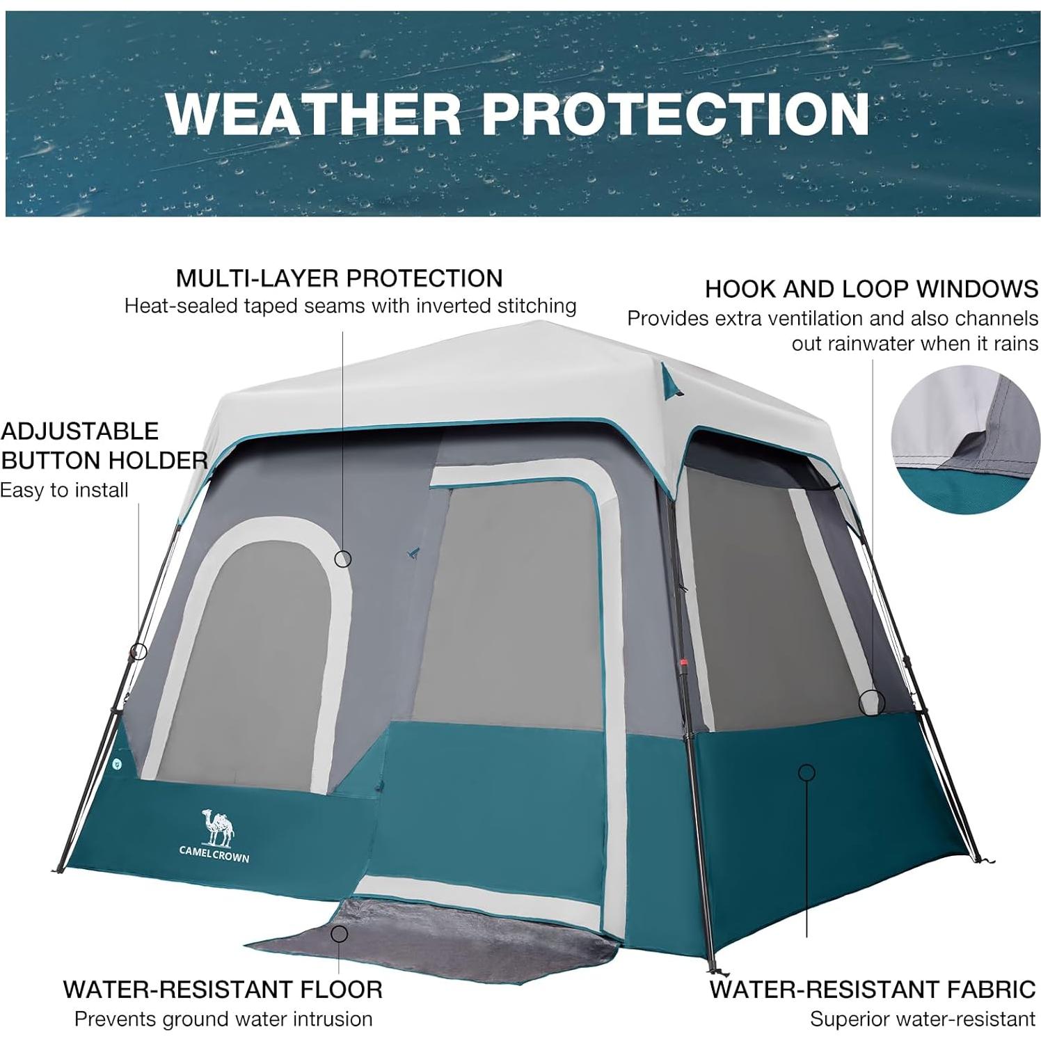 Tienda de Camping Instantánea CAMEL CROWN 4 Personas Rojo Púrpura