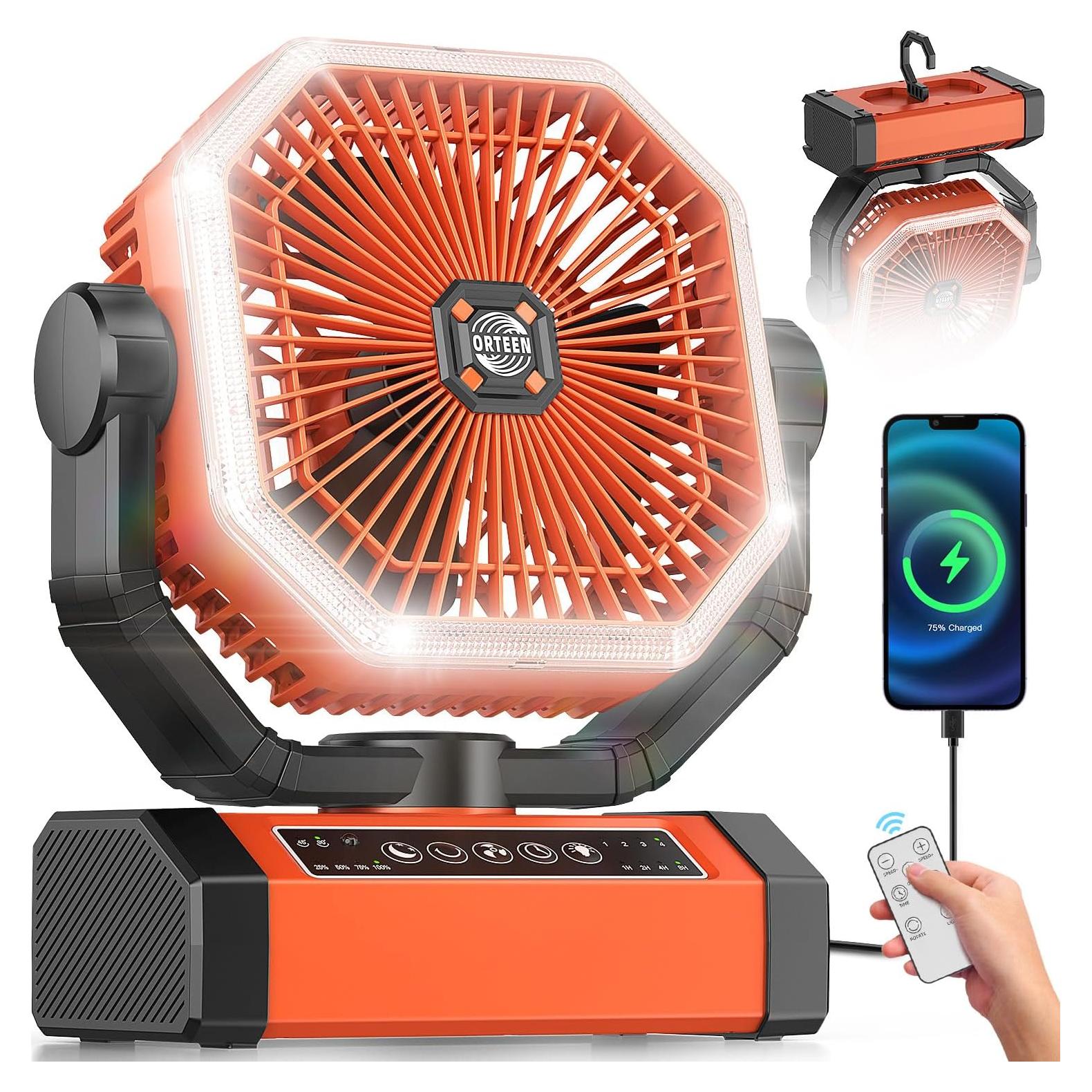 Ventilador a Batería Orteen 9" Recargable 20000mAh Control Remoto