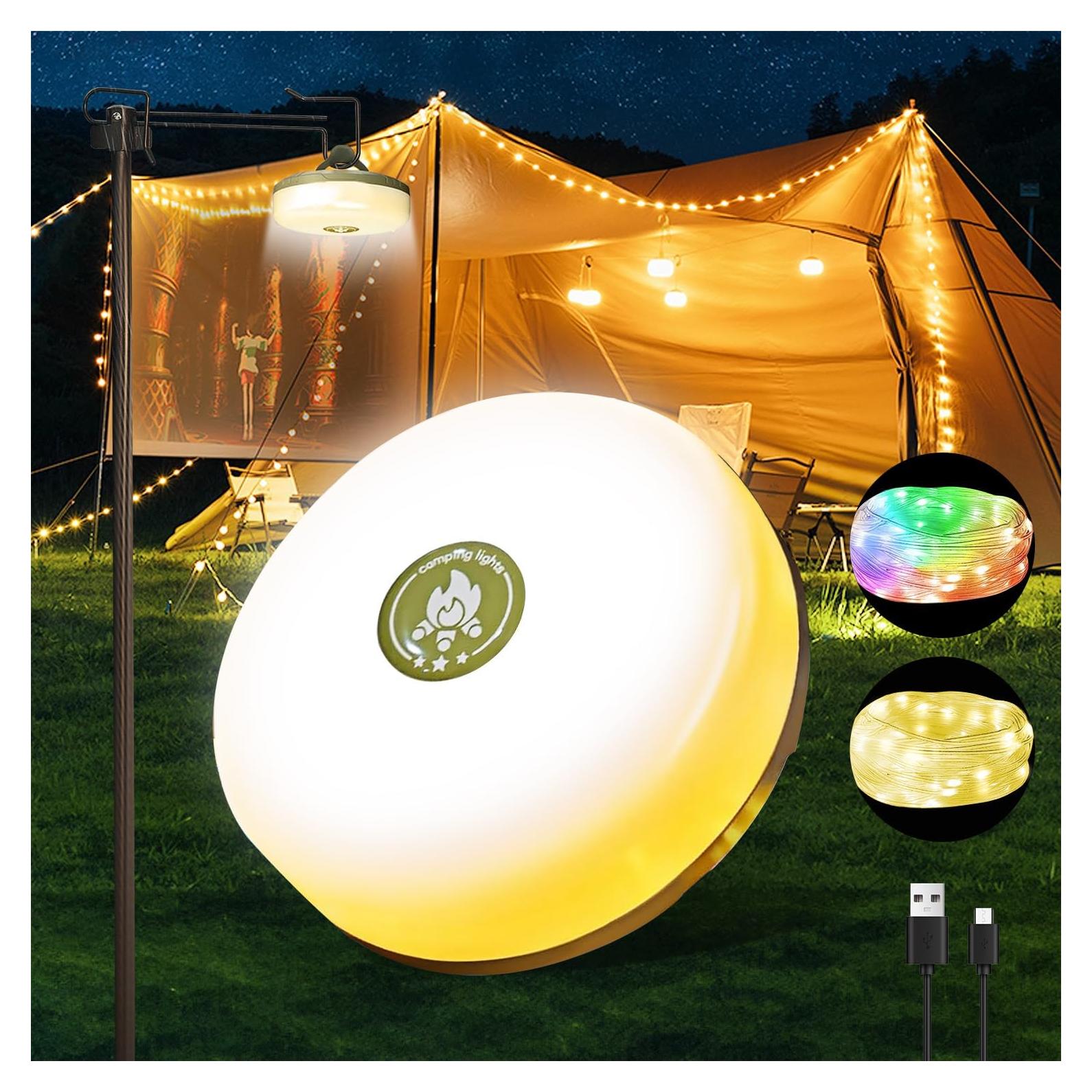 Luces de Cuerda para Camping DEALLITE 10m Impermeables 8 Modos