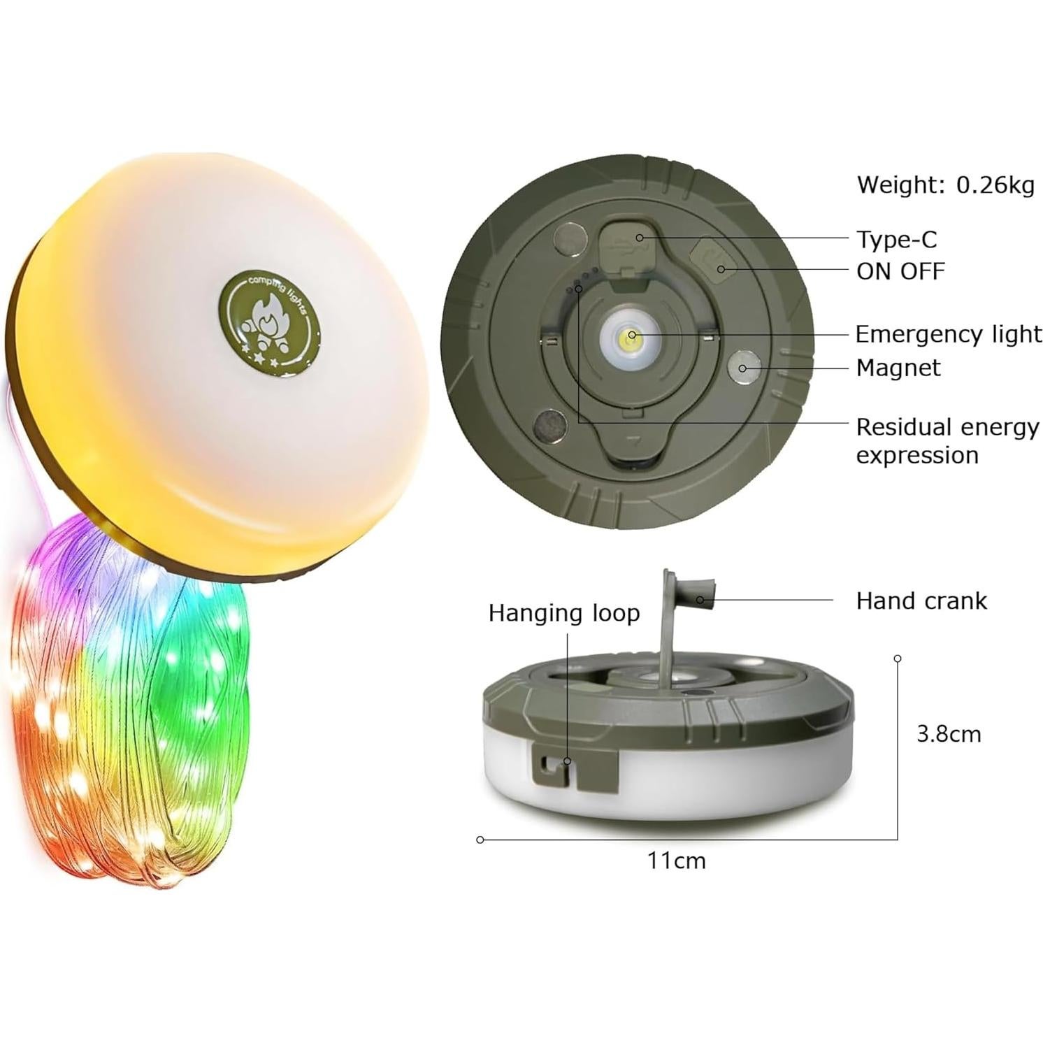 Luces de Cuerda para Camping DEALLITE 10m Impermeables 8 Modos