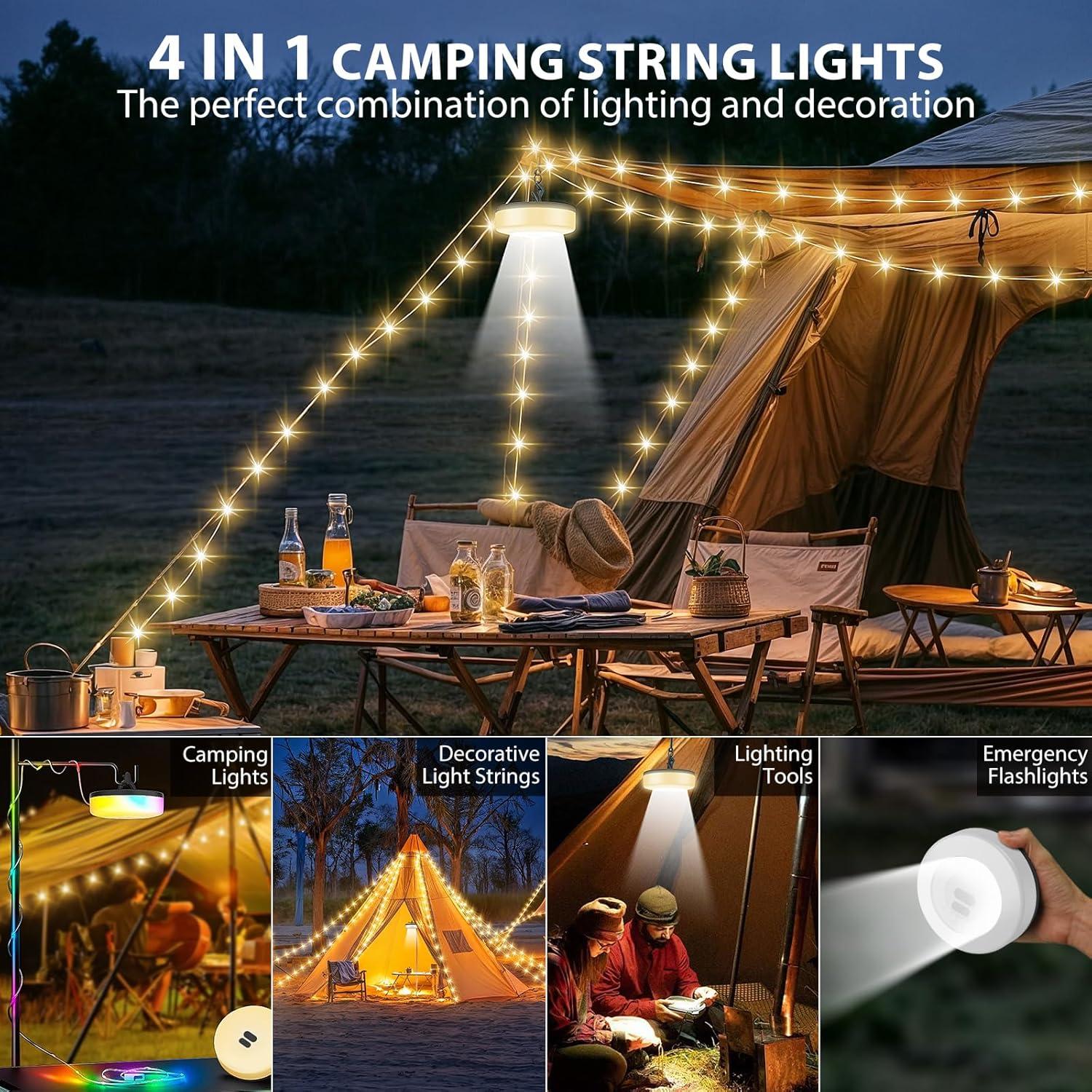 Luces de Camping Recargables UGDLUCK 10m 9 Modos IP4